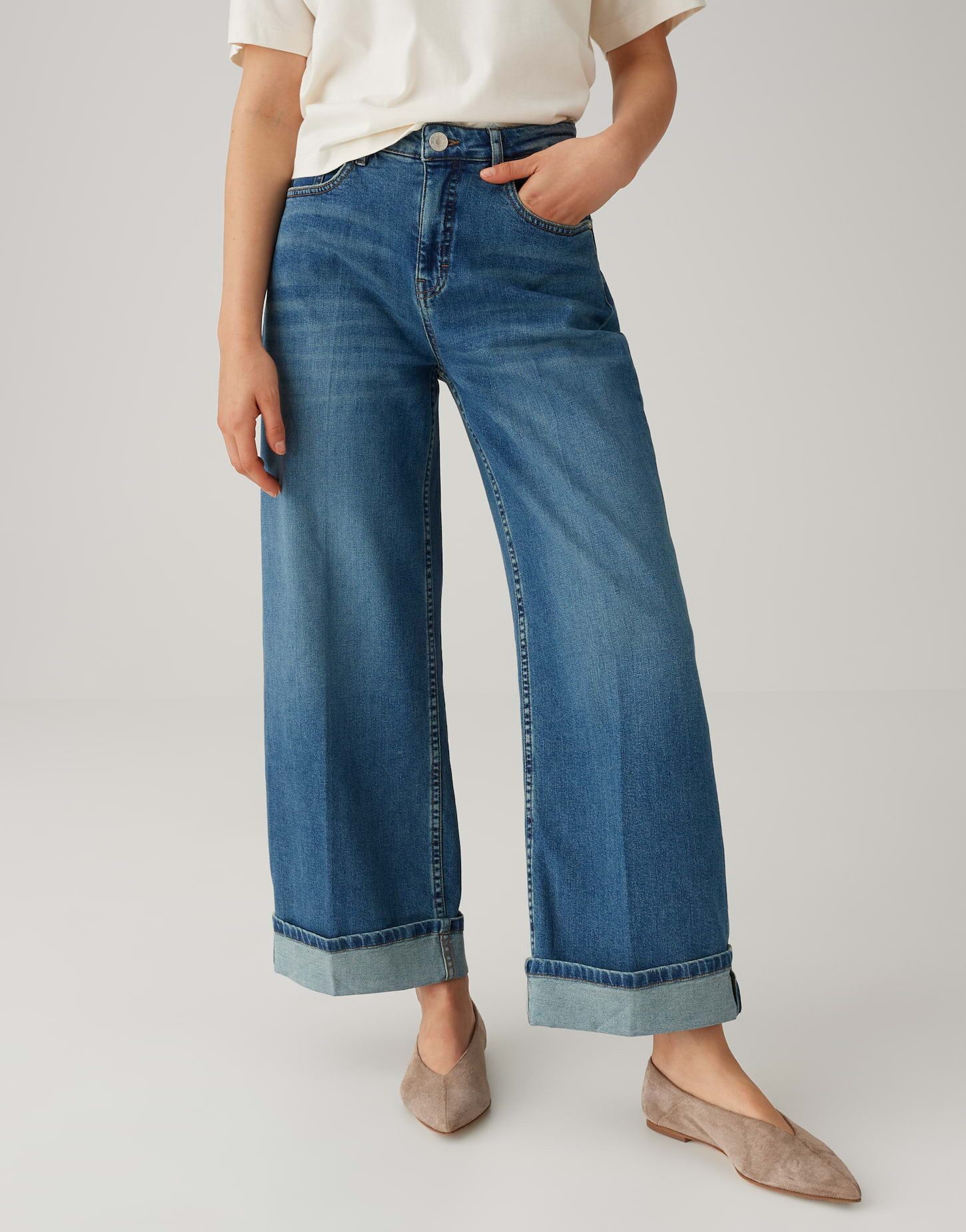 OPUS Weite Jeans Miva valentine aus Dry Indigo® Mid Rise weiter, gerader Be günstig online kaufen