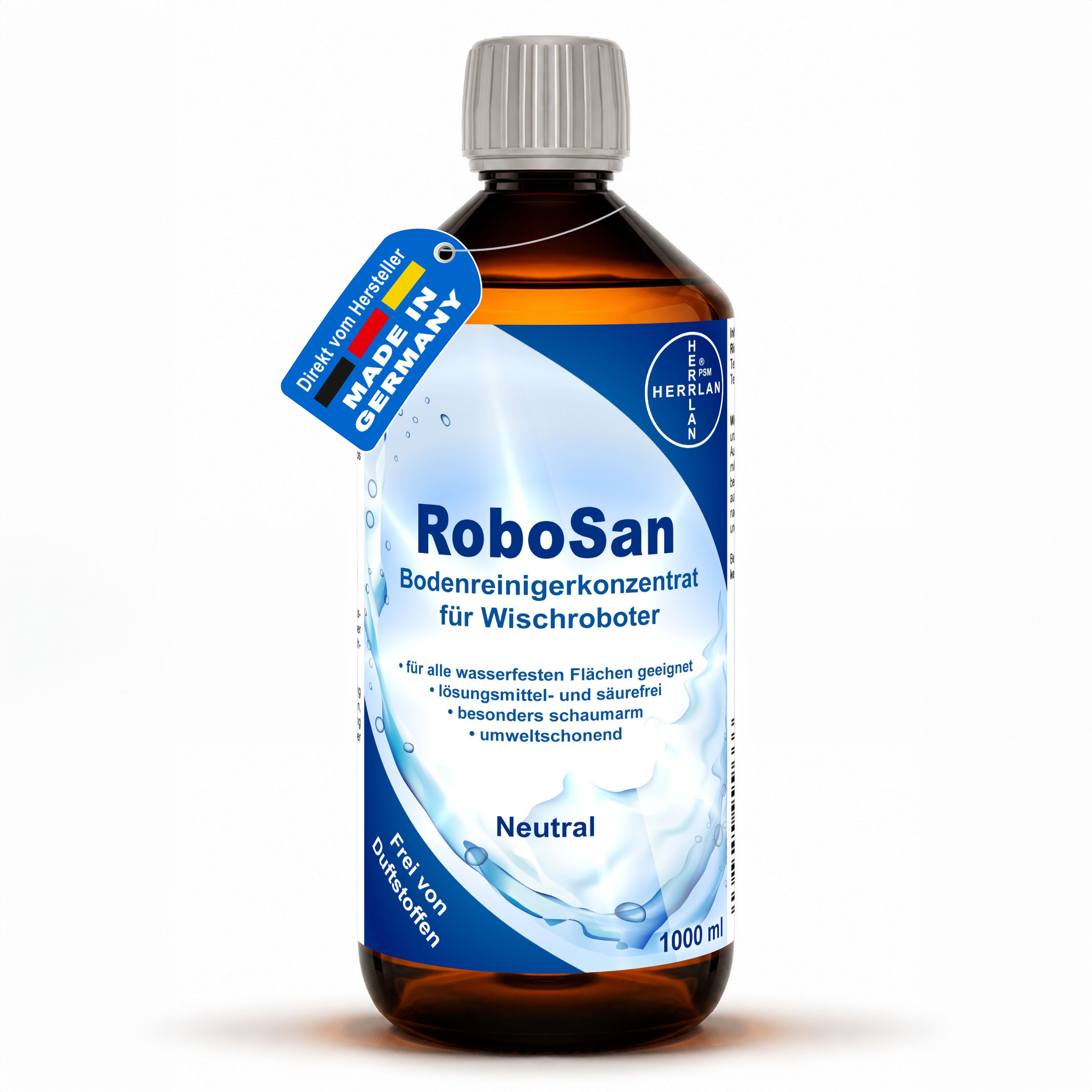 HERRLAN Wischroboter Bodenreiniger - Konzentrat Fussbodenreiniger (1000 ml RoboSan ohne Duftstoffe)