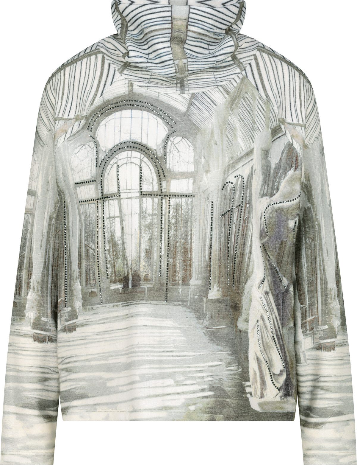 Monari Kurzarmhemd Sweatshirt sage gemustert günstig online kaufen