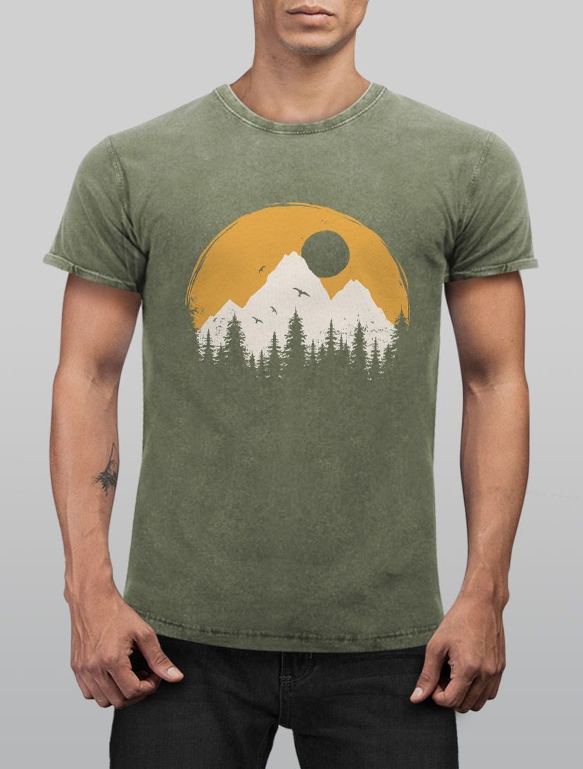 Neverless Print-Shirt Herren Vintage Shirt Print günstig online kaufen