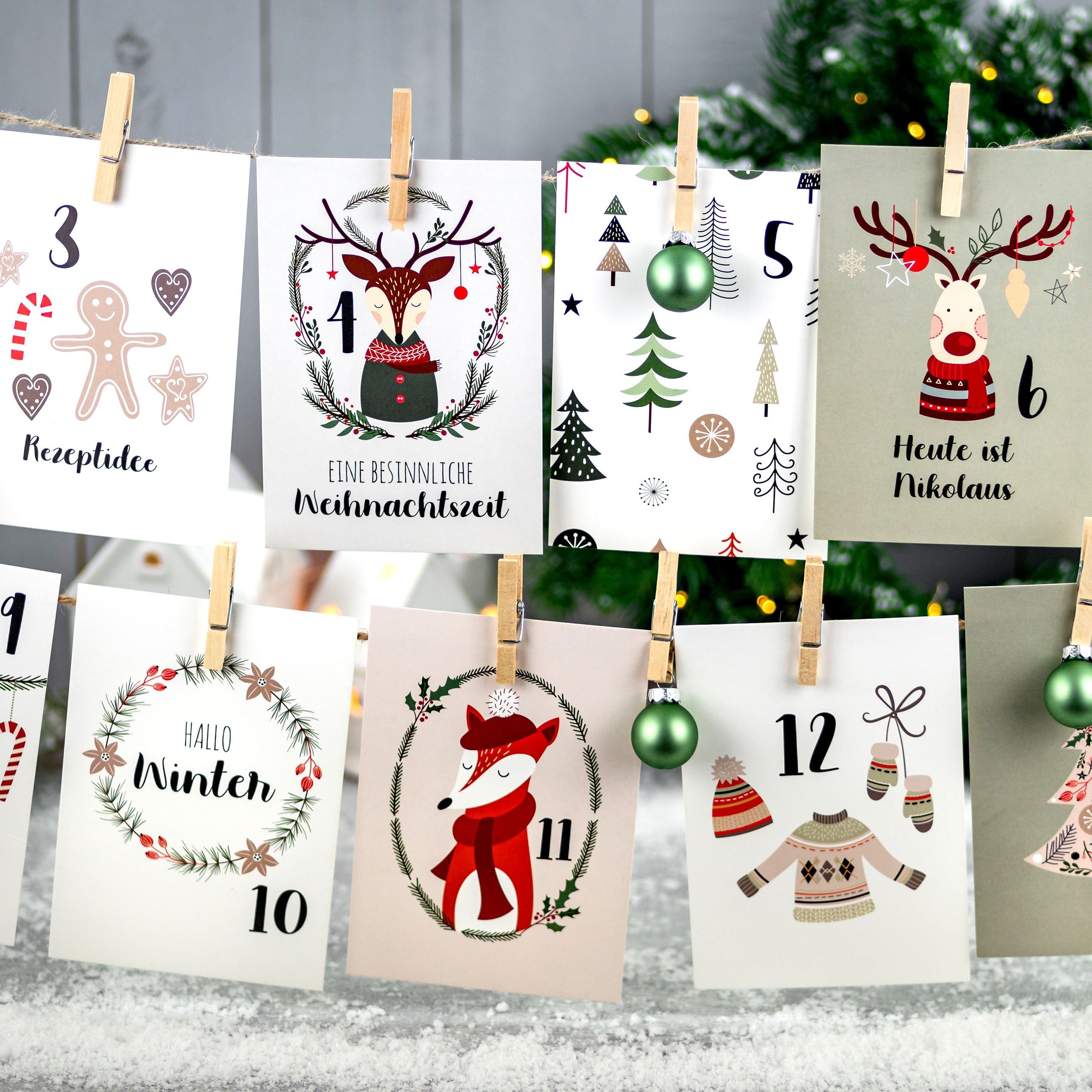 PAPIERDRACHEN Adventskalender 24 Karten Adventskalender - Geschenkidee in der Vorweihnachtszeit, zum Basteln und Verschenken – Bild 2 von 5