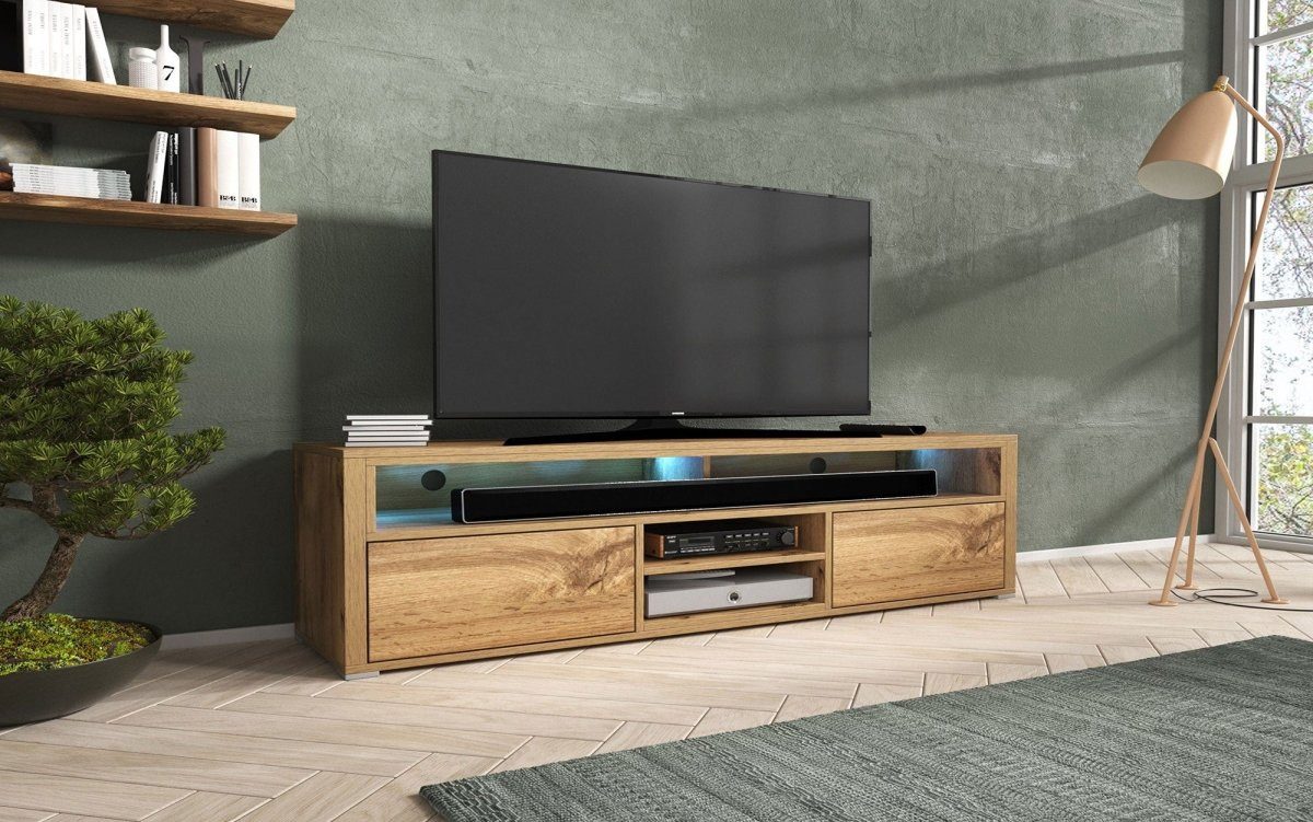 Luxusbetten24 TV-Board TV-Lowboard Credenza, mit LED-Beleuchtung und Eichen günstig online kaufen