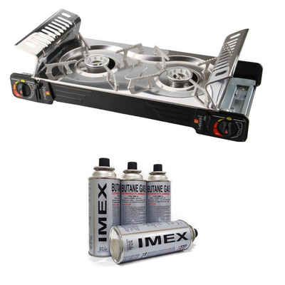 IMEX Messer-Set IMEX BDZ-2x155 Edelstahl 2 Flammiger Outdoor Doppelgaskocher mit 4