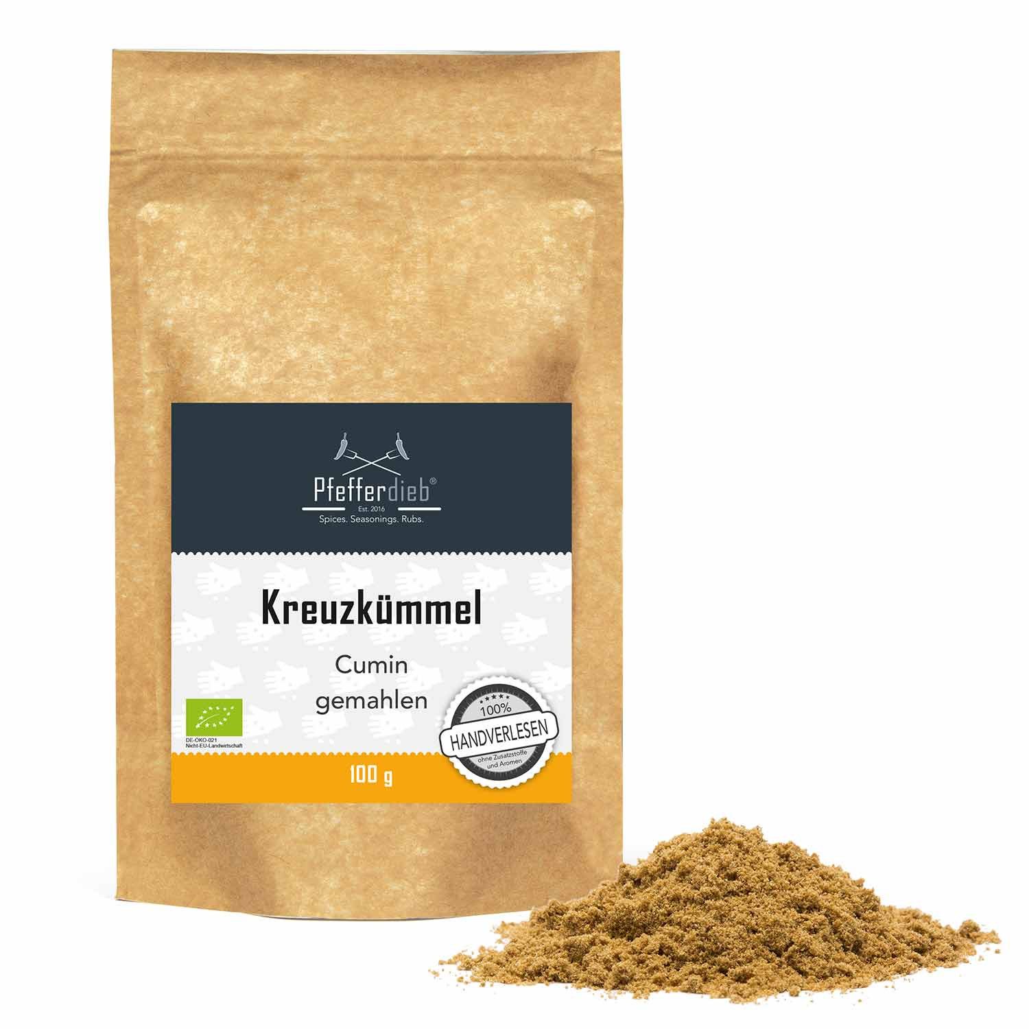 Pfefferdieb Gewürz Kreuzkümmel (Cumin) gemahlen BIO, 100g, Sehr aromatisch, wunderbar duftend.