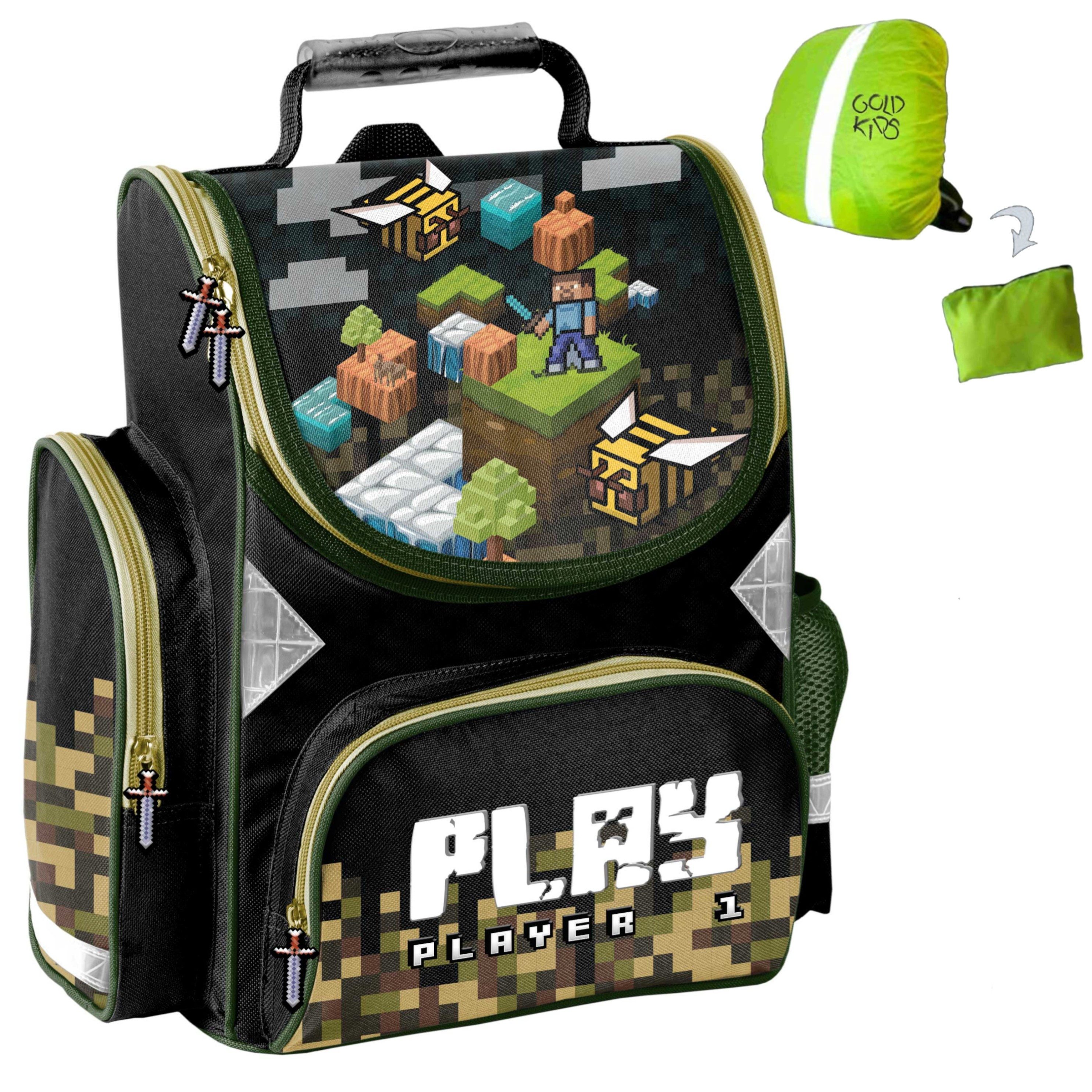GOLDKIDS Kinderrucksack Schulrucksack Teenager (Teenager Kinderrucksack, für Jungen und Mädchen), mit Regenschutz