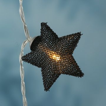 MARELIDA LED-Lichterkette 10 schwarze Sterne beleuchtet Dekolichterkette Weihnachten 0,9m, 10-flammig