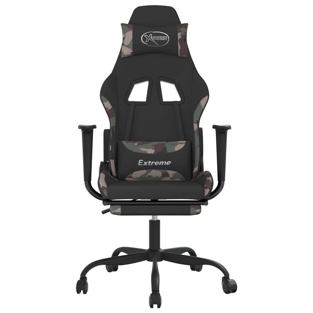 furnicato Gaming-Stuhl mit Massage & Fußstütze Schwarz Camouflage Stoff (1 St), Atmungsaktiver Spielsessel mit Massagefunktion und Liegefunktion