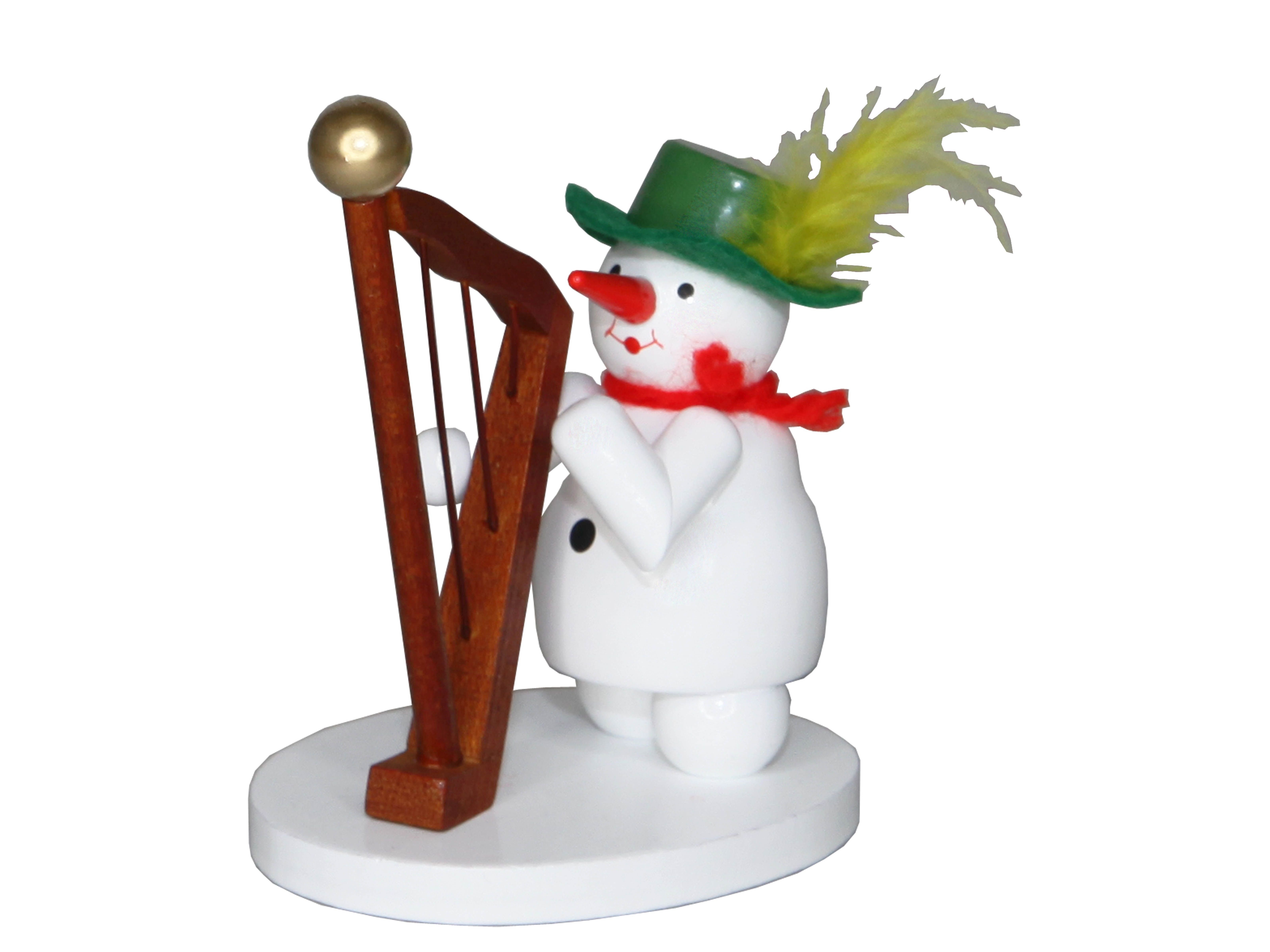 Sammelfigur Weihnachtsdekoration Schneemann mit Harfe Höhe 9cm NEU