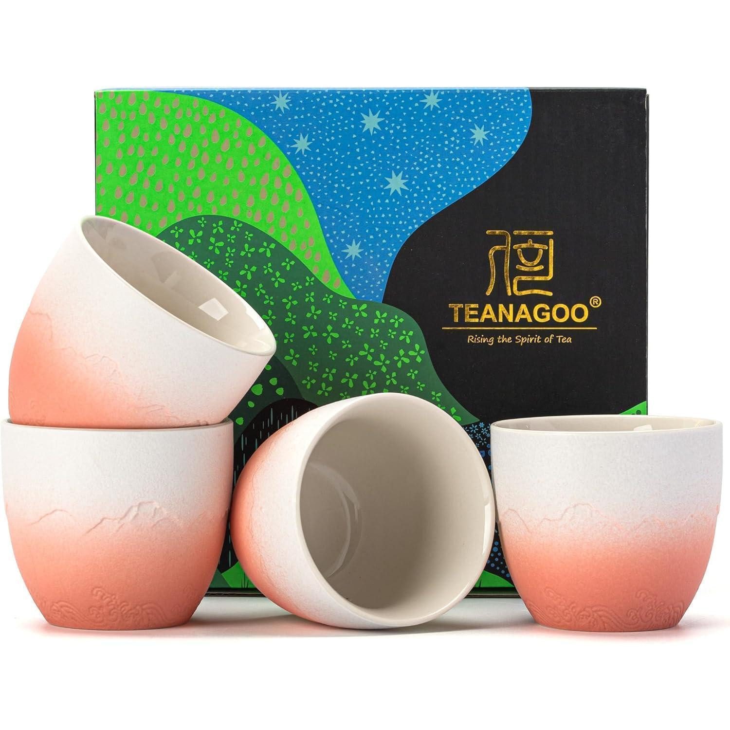 LuxusKollektion Tasse Teetasse japanisch Tee 180ml 5,6 OZ 160ml x 4 Farbverlauf Rosa Weiß
