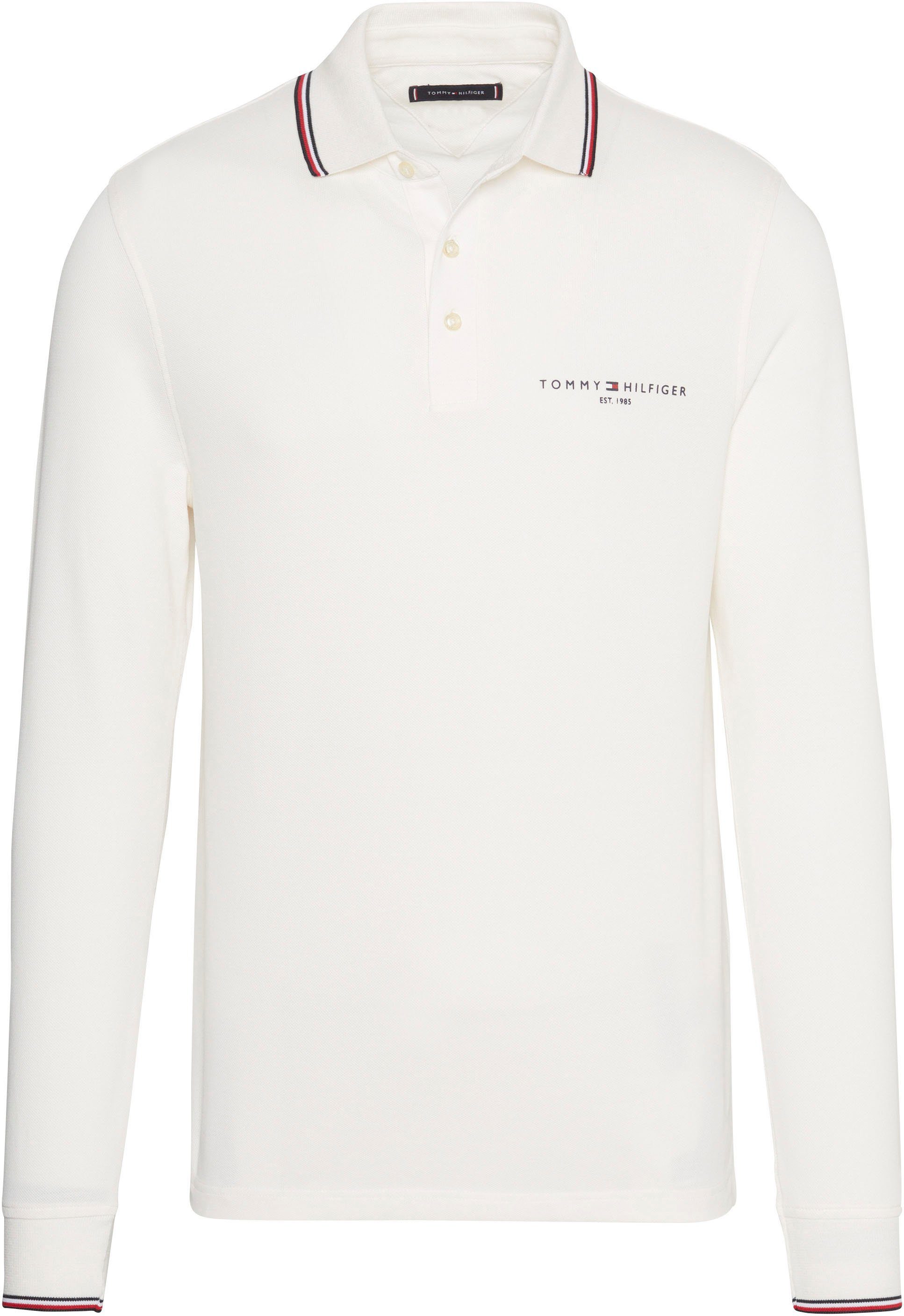 Tommy SLIM Hilfiger TIPPED PLACE POLO Langarm-Poloshirt L/S white