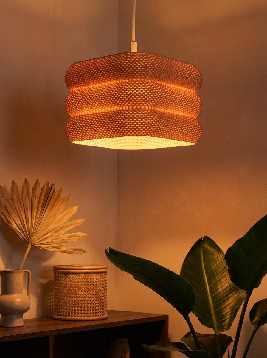 Roomberry Lampenschirm Pixel Hängelampe Pendelleuchte E27 eckig, inkl. E27 Deckenfassung, weiß grau orange 20-35cm