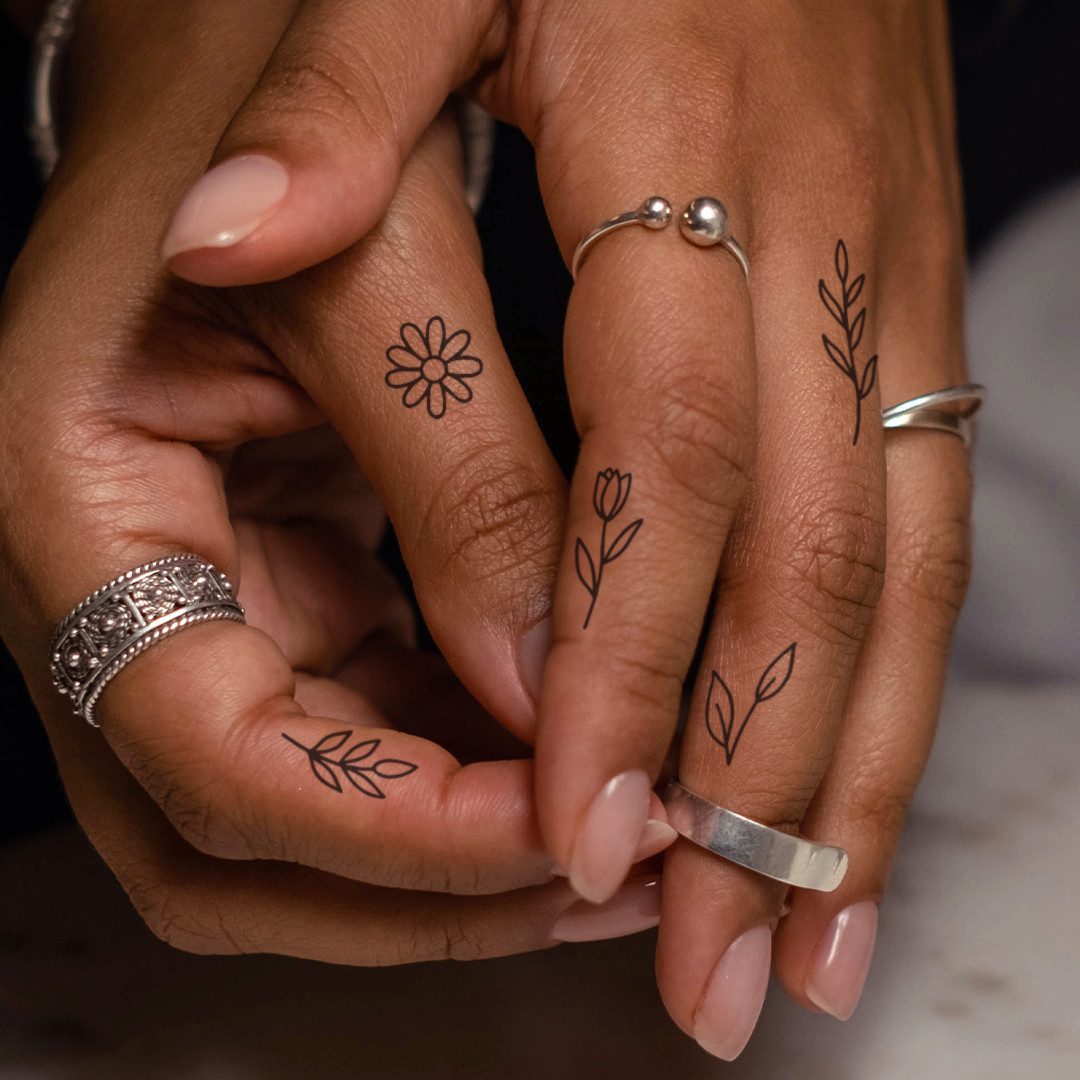 Inkster Schmuck-Tattoo Blumen Ornamente Tattoo, wasserfestes temporäres Tattoo, 2 Wochen Halt