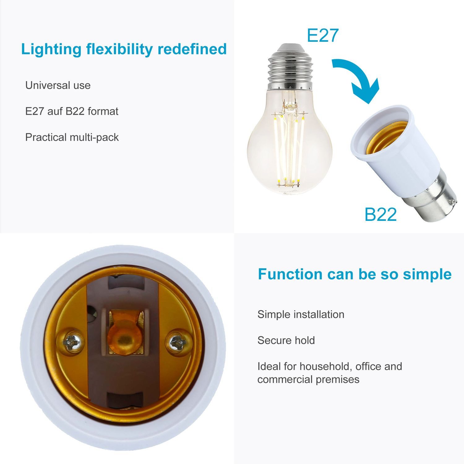 Intirilife Lampenfassung, (4-St), 4x G9 auf E14 Lampensockel Adapter in WEISS