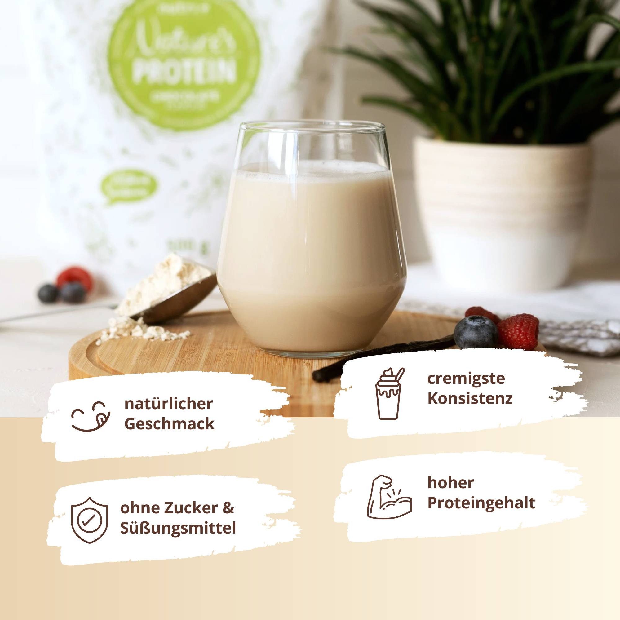 nutri+ Natures Protein - Eiweißpulver ohne Süßstoff Pulver, 1 er
