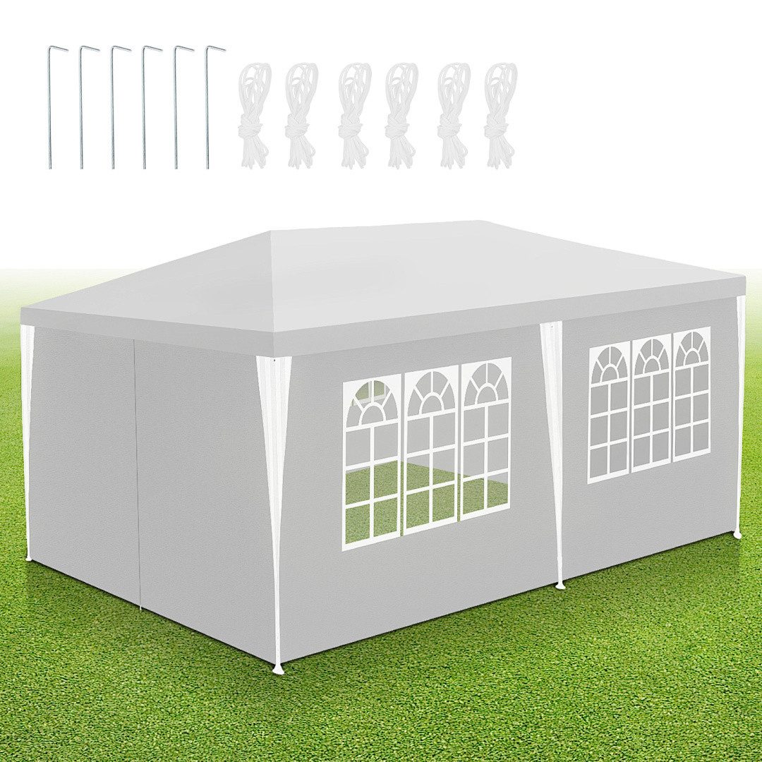 Clanmacy Pavillonseitenteil Pavillon Partyzelt mit 4 Seitenteilen, wasserdicht, 3x6m
