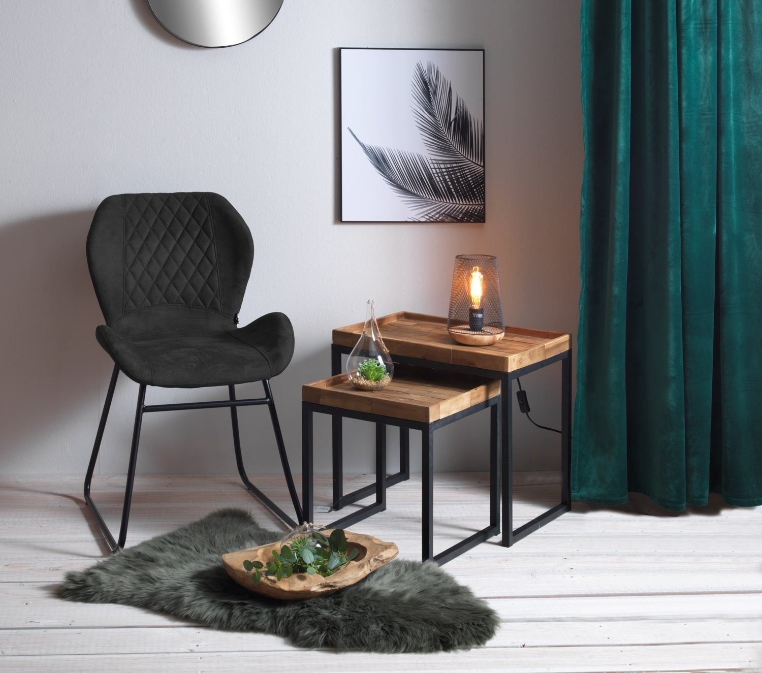 Home4You Polsterstuhl, 2er Set, Anthrazit, schwarzes günstig online kaufen