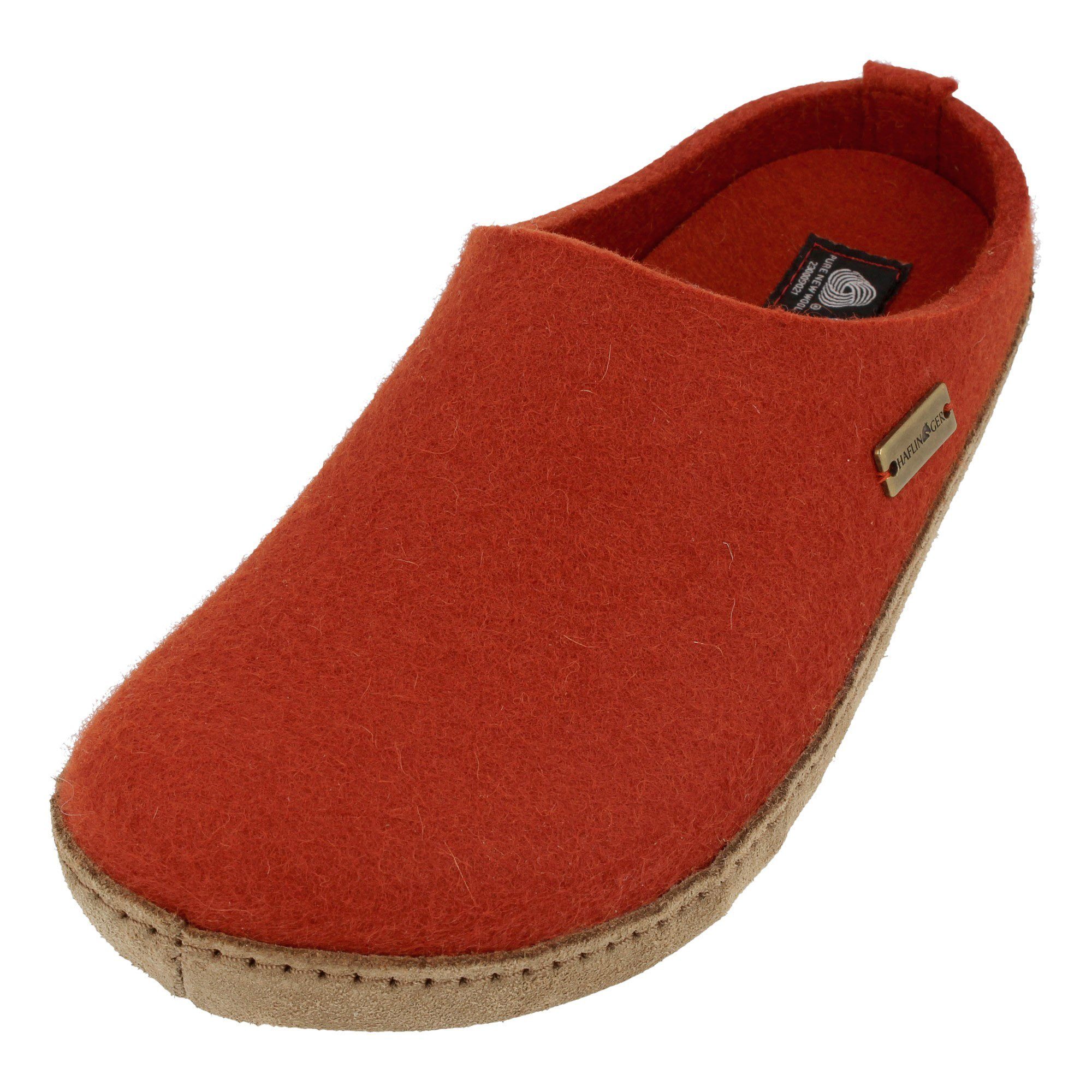 Haflinger Emils Toffel Filzpantoffel Hausschuh mit Ledersohle Unisex Hausschuh