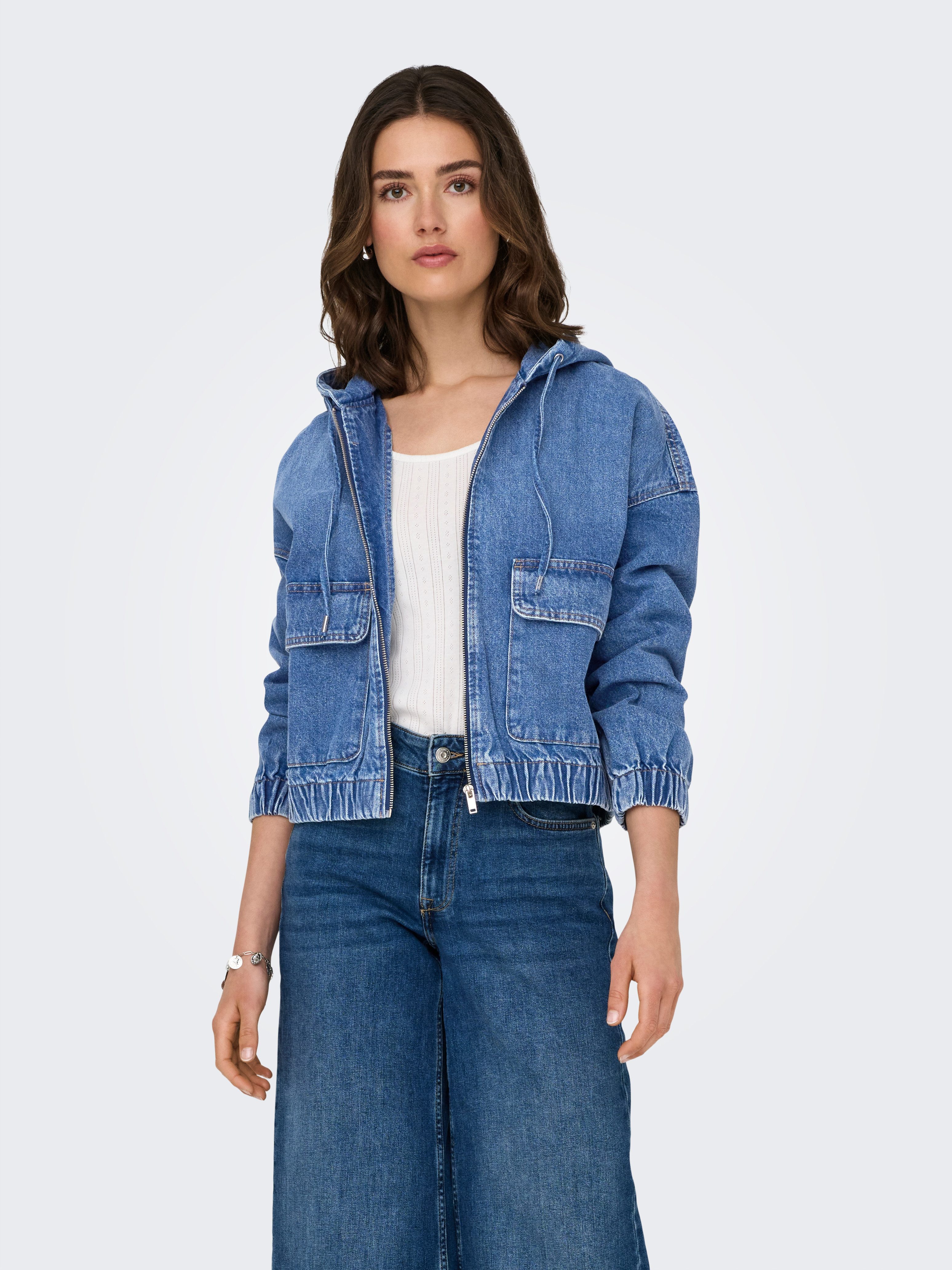ONLY Jeansjacke ONLKENZIE – Jeansblouson mit Kapuze und Reißverschluss unif günstig online kaufen