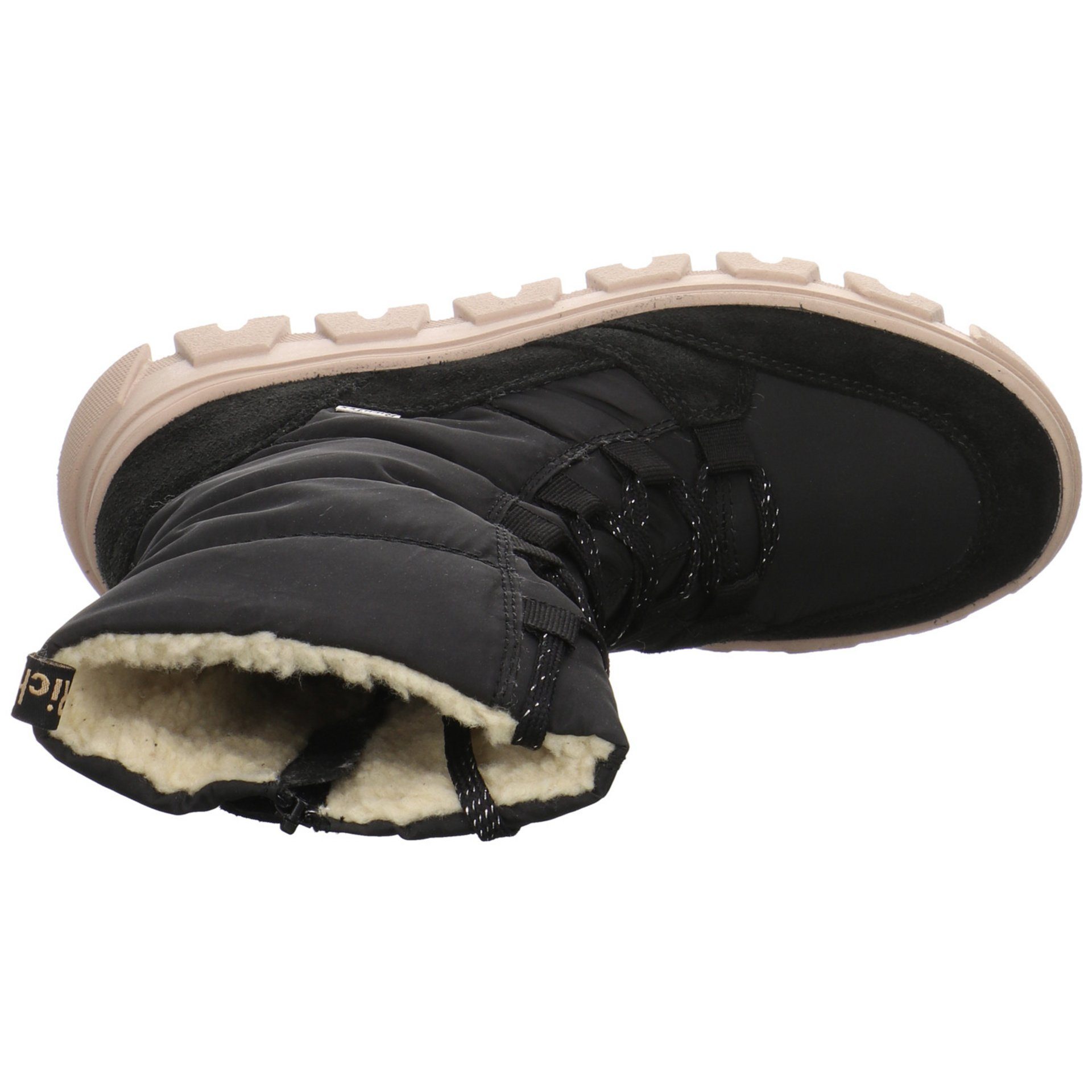 Schuhe Boots Kinderschuhe Leder-/Textilkombination Stiefelette Mädchen Richter Stiefel schwarz
