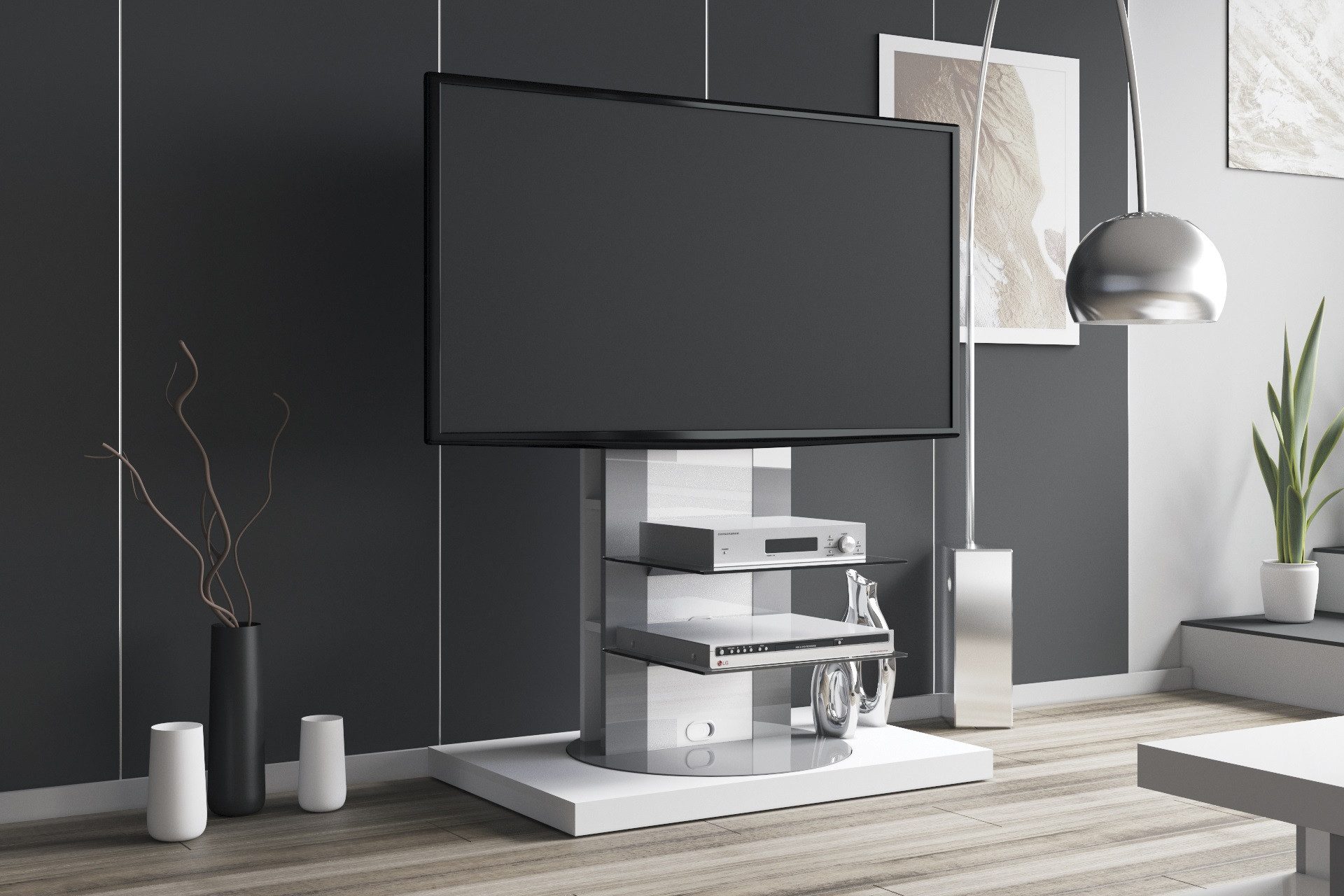 designimpex TV-Wandhalterung TV Schrank Roma H-777nw Weiß Hochglanz Fernsehtisch TV Ständer TV Rack