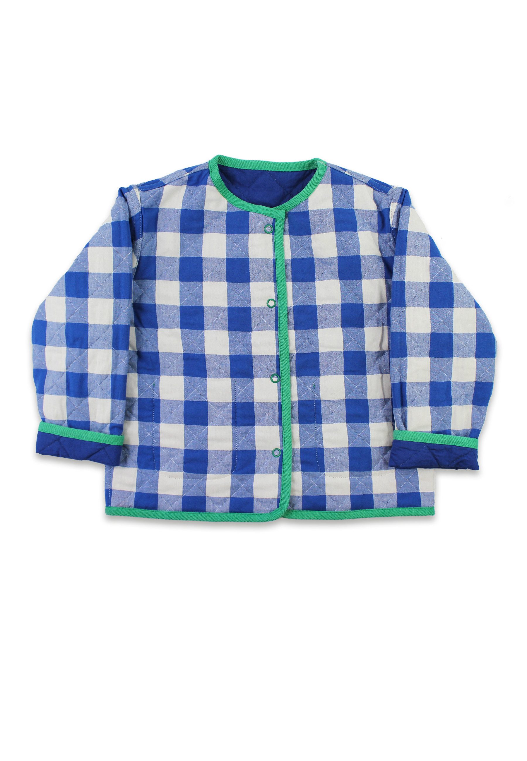 Toby Tiger Fleecejacke Jacke zum Wenden mit blauem großkarierten-Muster