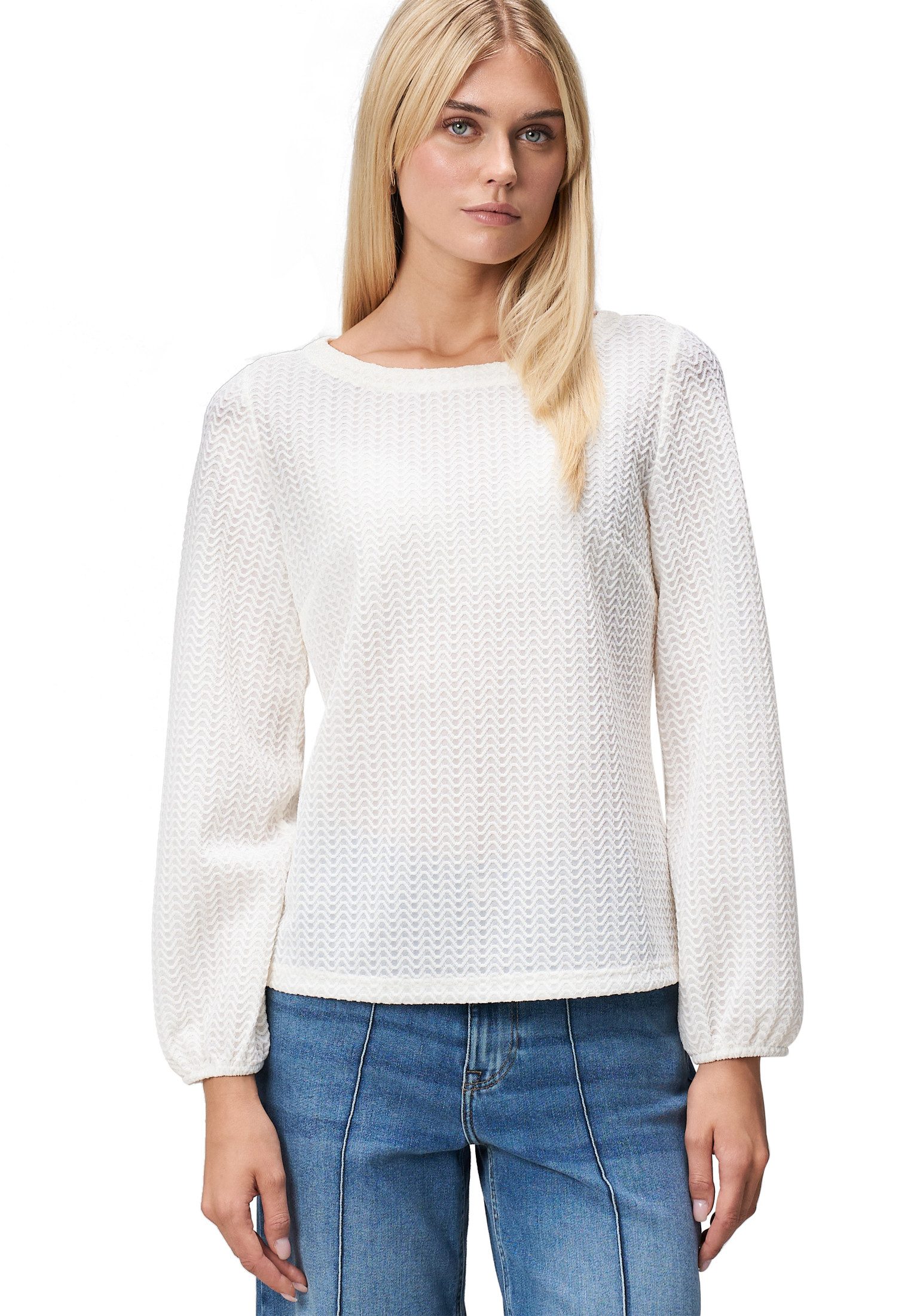 Zero Kurzarmshirt Damen Strukturshirt mit Rundausschnitt (1-tlg) Plain/ohne günstig online kaufen