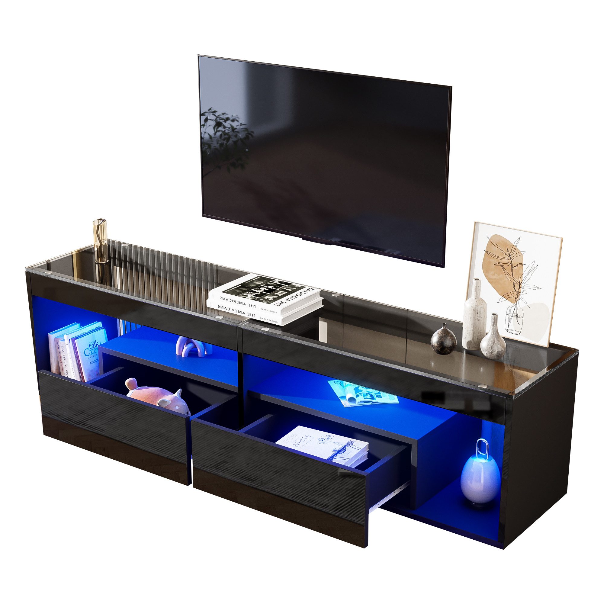 OKWISH Lowboard LED-Hochglanz-TV-Schrank (Fernsehschrank, Konsolentisch, Wo günstig online kaufen