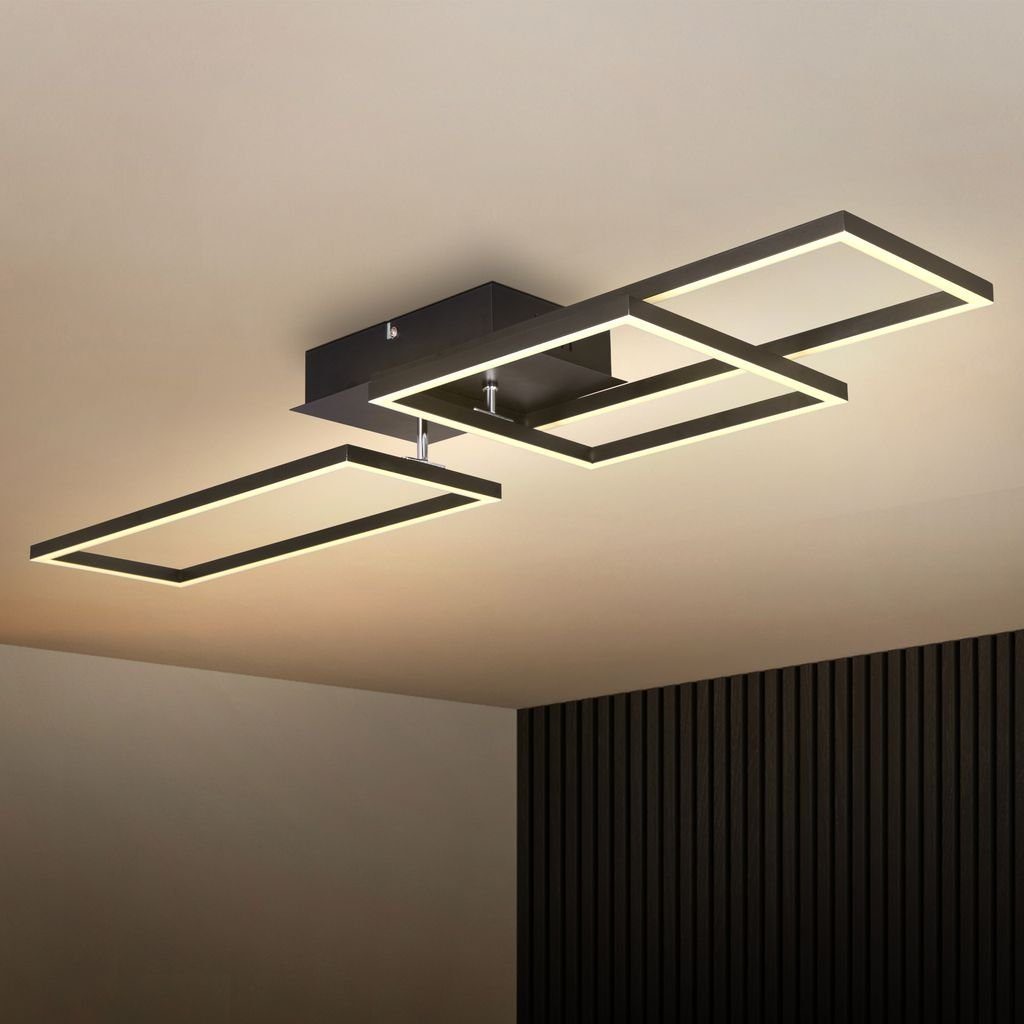 Warmweiß, LED 43,8W - B.K.Licht Schwarz 92x26 Deckenlampe schwenkbar fest integriert, LED Deckenleuchte 3-flammig Wohnzimmer 3000K cm Bürodeckenleuchte Schlafzimmer 4380lm BKL1501,