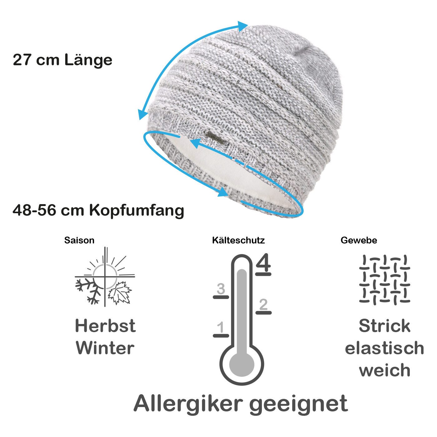 Faera Strickmütze Wintermütze Damen Mütze Beanie Haube gefüttert Strickmütze Damenmütze
