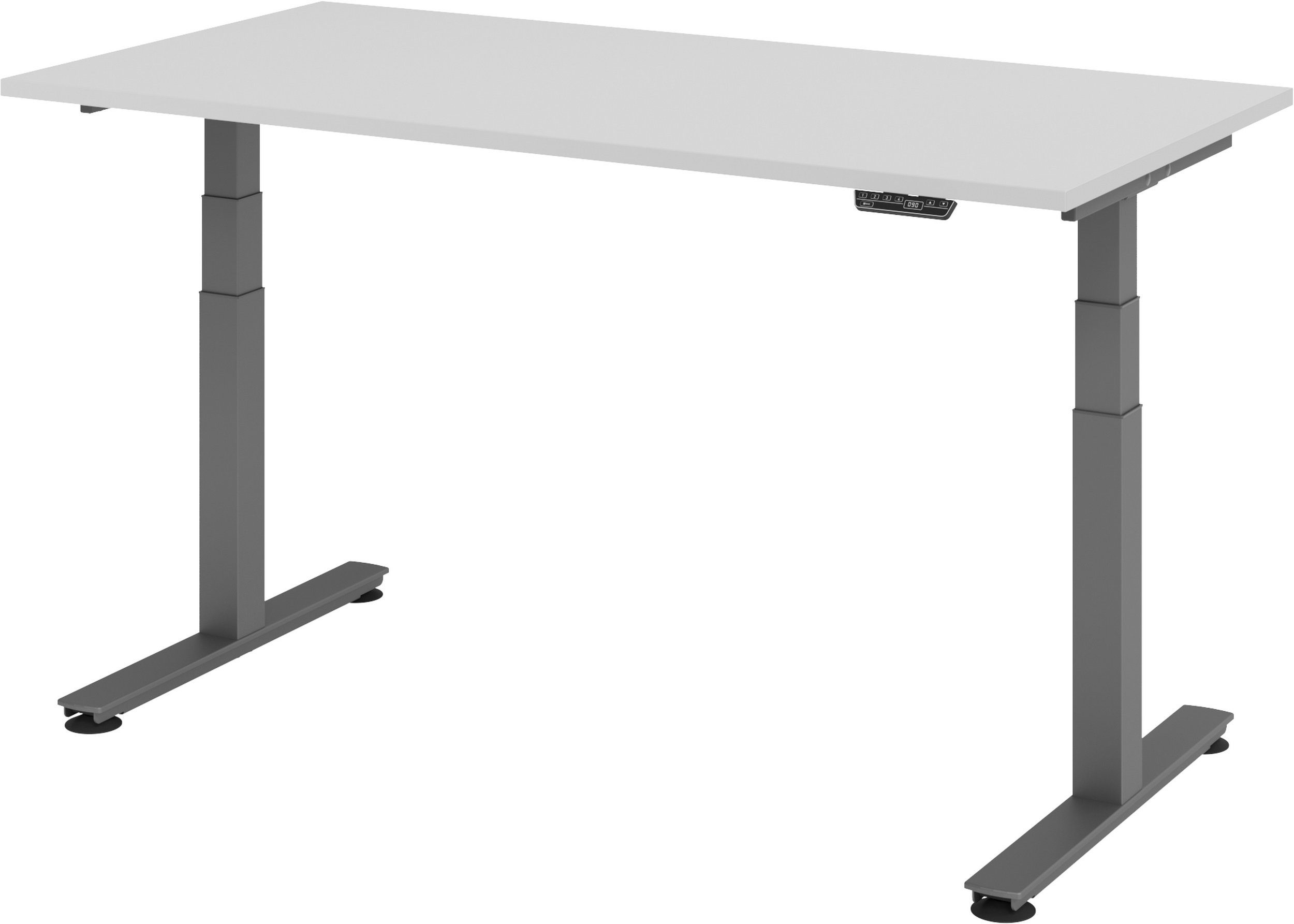 bümö Schreibtisch Schreibtisch elektrisch XDSM, Rechteck: 160 x 80 cm - Dekor: Grau