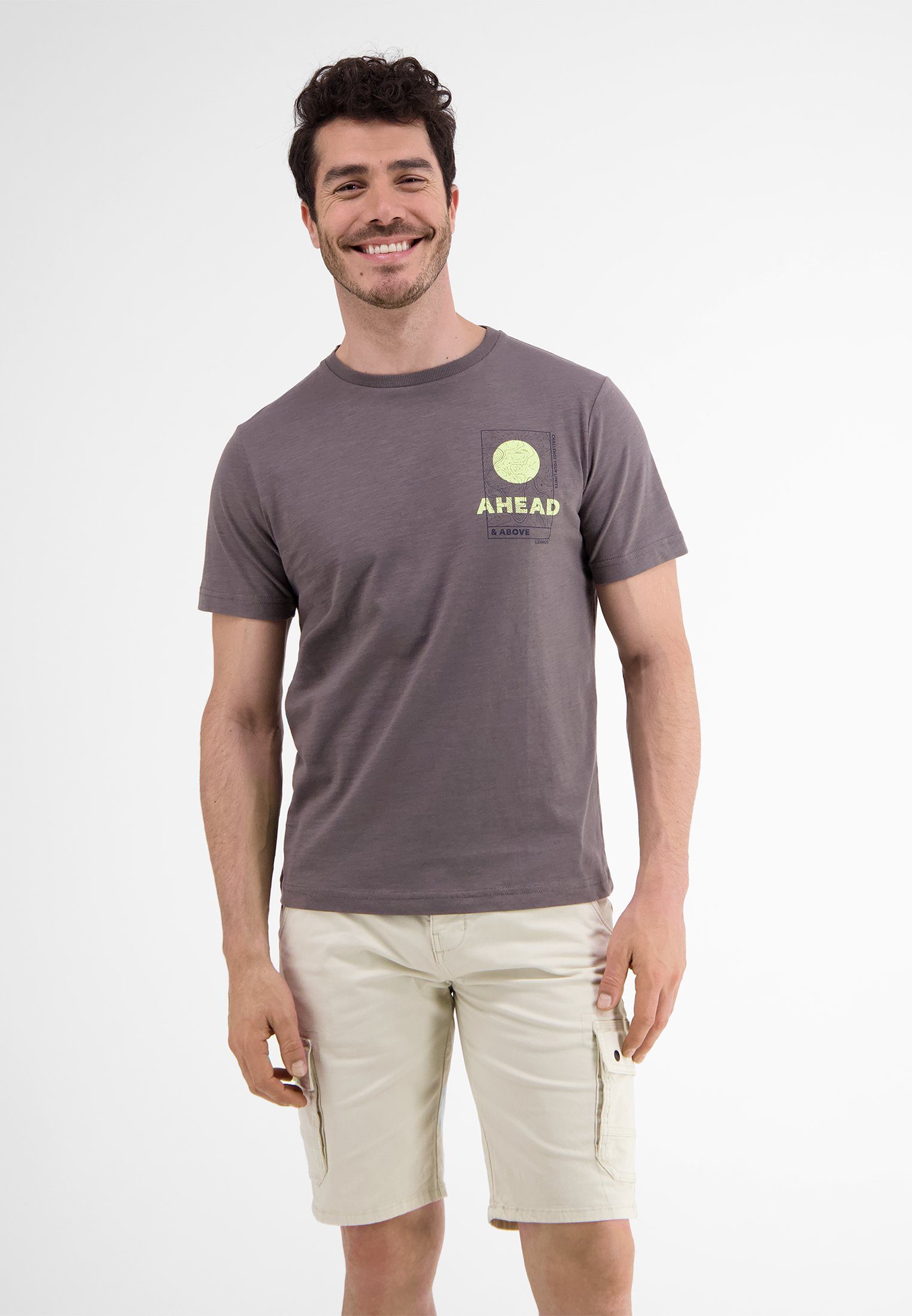 LERROS T-Shirt LERROS T-Shirt, Print auf linker Brust BASALT GREY