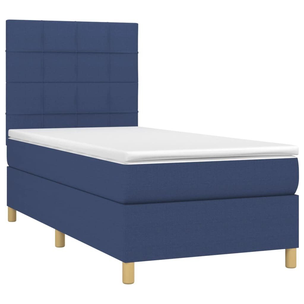 vidaXL Bett Boxspringbett mit Matratze Blau 90x200 cm Stoff