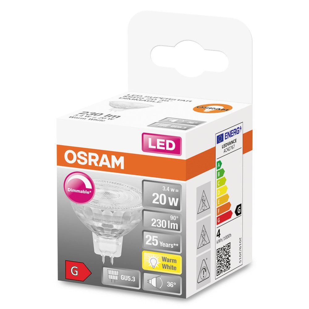 Osram LED-Leuchtmittel OSRAM HOMELIGHTING 4058075796690 LED EEK G (A - G) GU5.3 3.4 W = 20 W