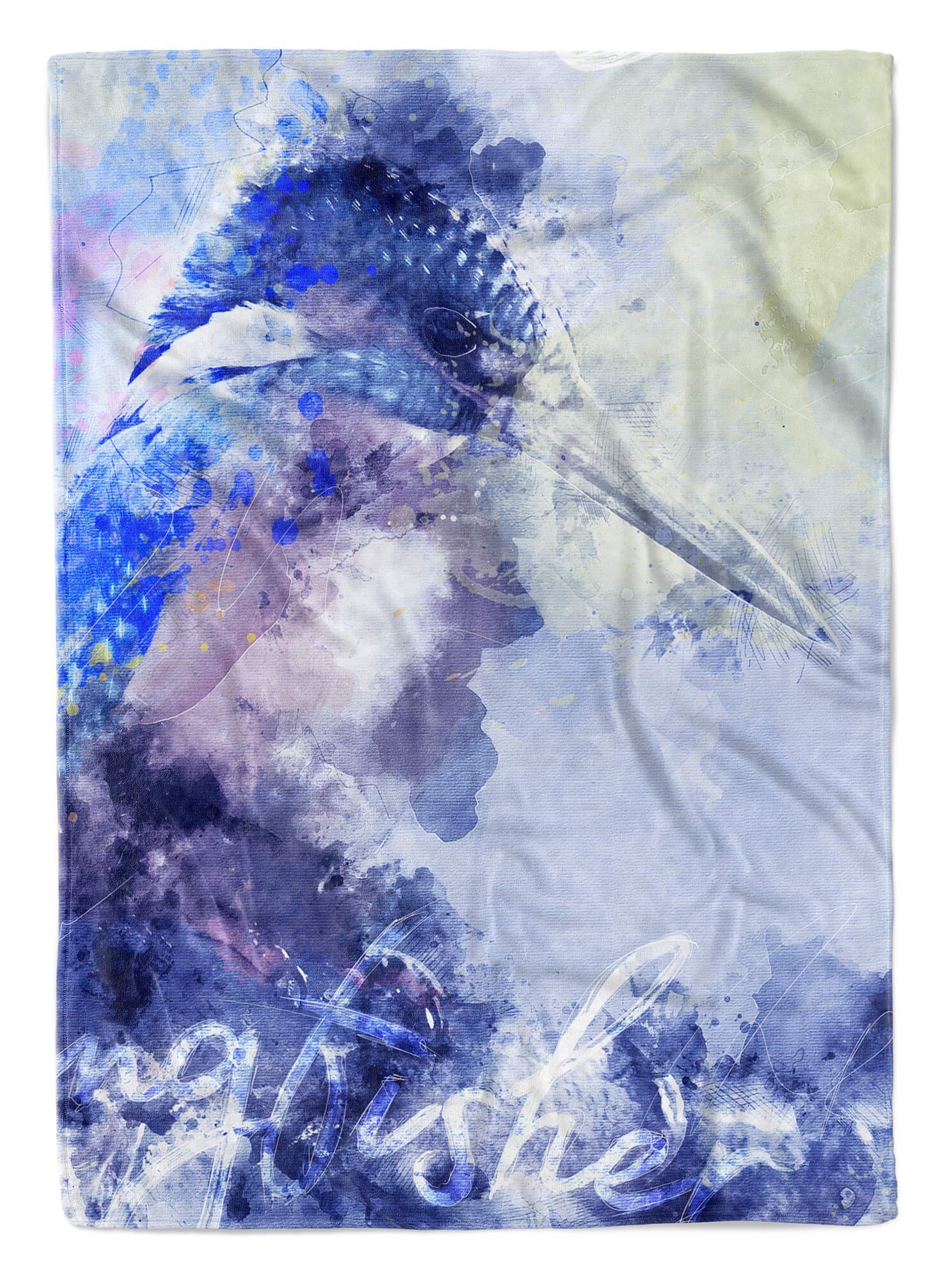 Sinus Art Handtücher Handtuch Handtuch SplashArt (1-St), Kunstvoll Serie Saunatuch Baumwolle-Polyester-Mix Tier Kingfisher, Strandhandtuch Kuscheldecke