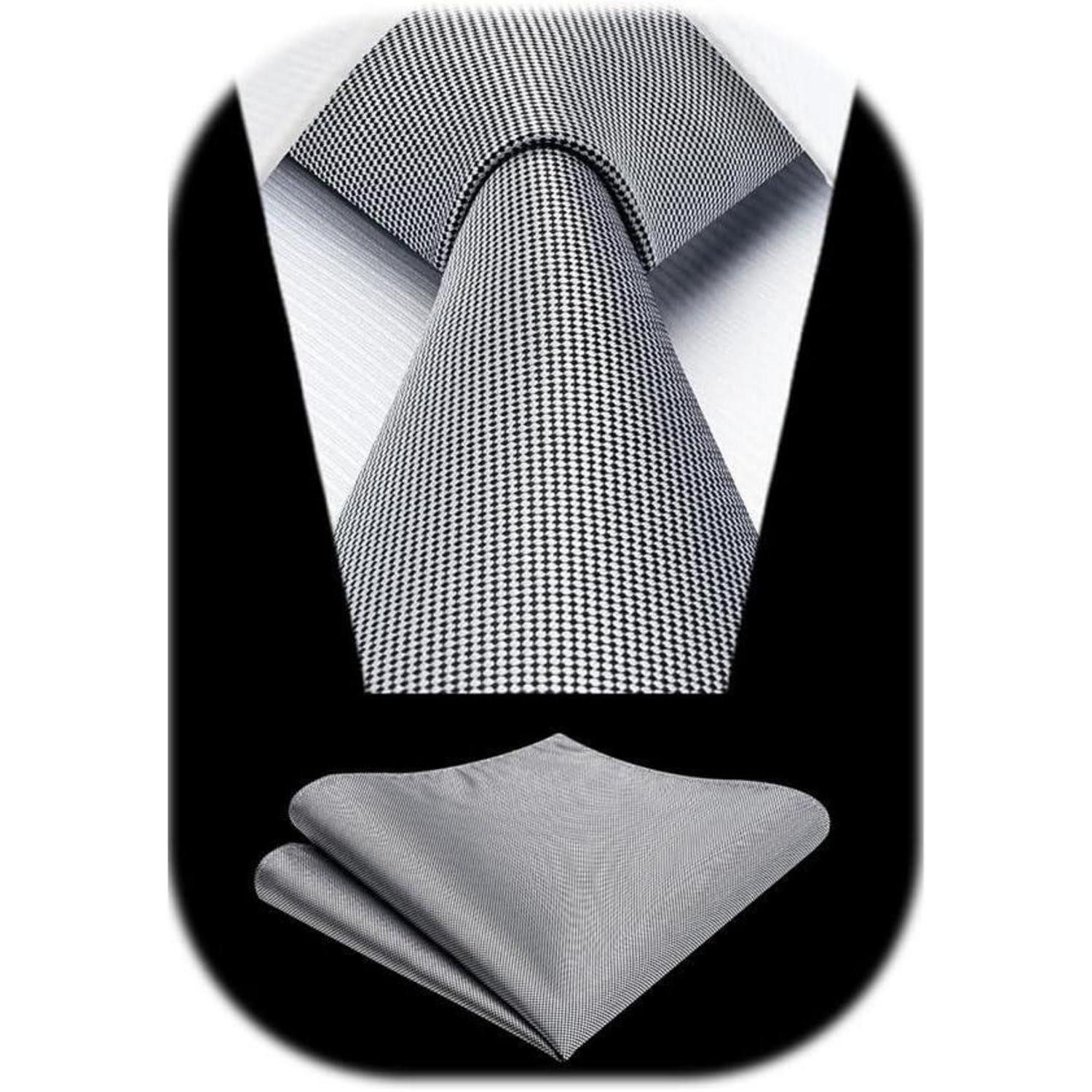 LuxusKollektion Krawatte Krawatten Herren Einstecktuch Set einfarbig Hochzeit Schwarz Weiß