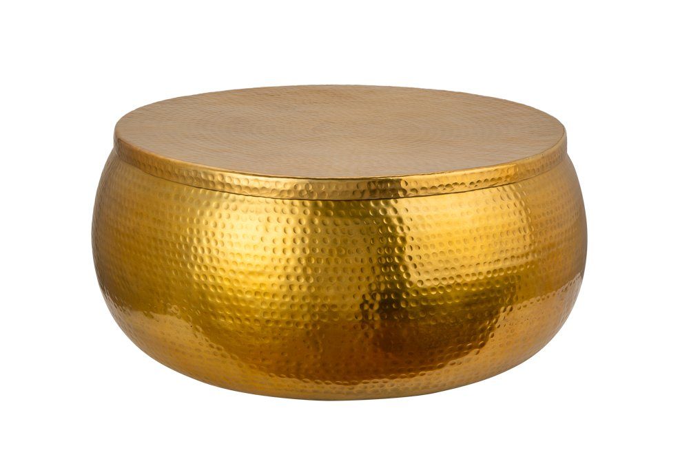 STORAGE Metall handmade · · mit Couchtisch ORIENT · Hammerschlag gold riess-ambiente Wohnzimmer · (Einzelartikel, rund Stauraum · Ø70cm 1-St),