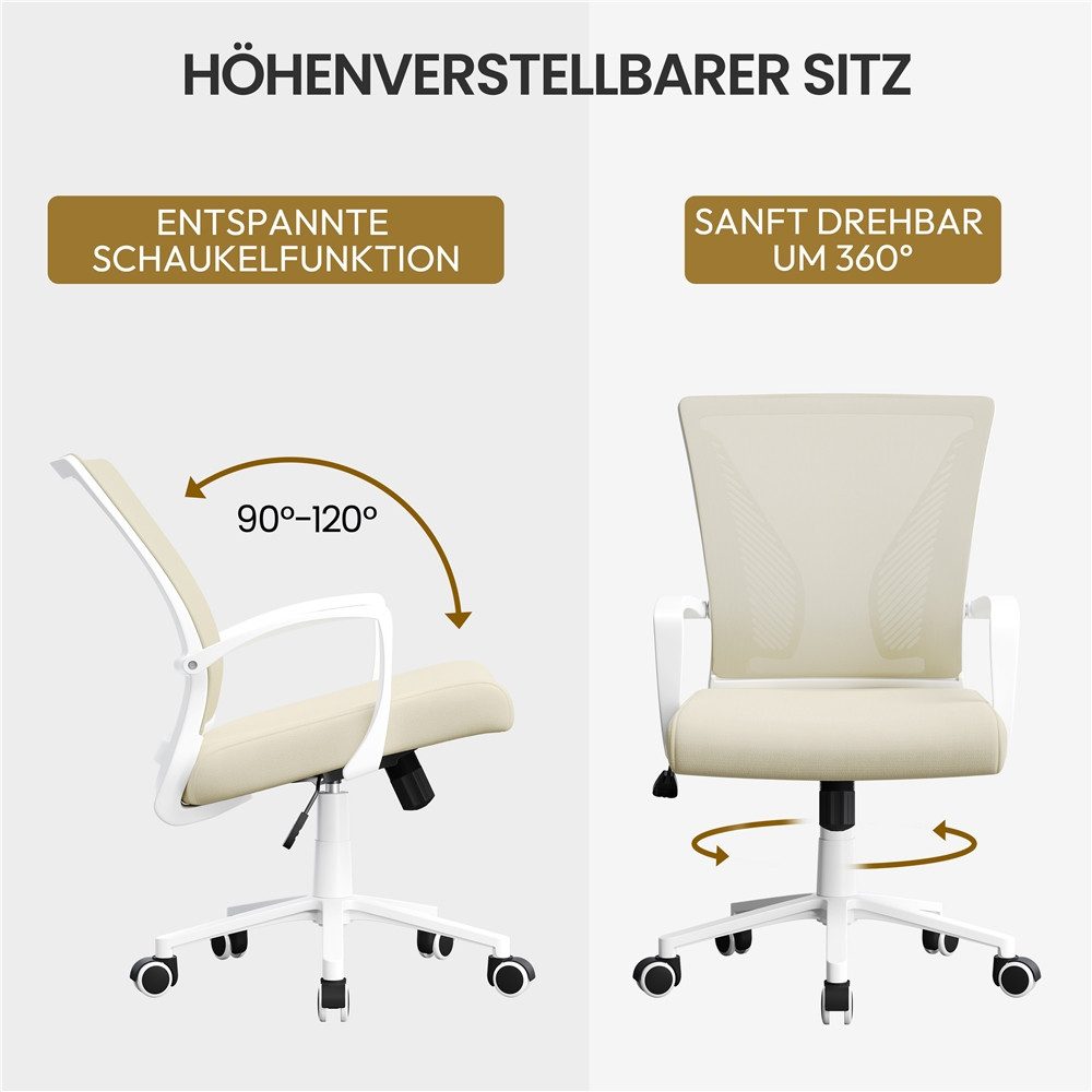 Yaheetech Bürostuhl aus Mesh-Gewebe Höhenverstellbarer Schreibtischstuhl, Ergonomischer Drehstuhl Arbeitsstuhl Computerstuhl mit Wippfunktion – Bild 5 von 5