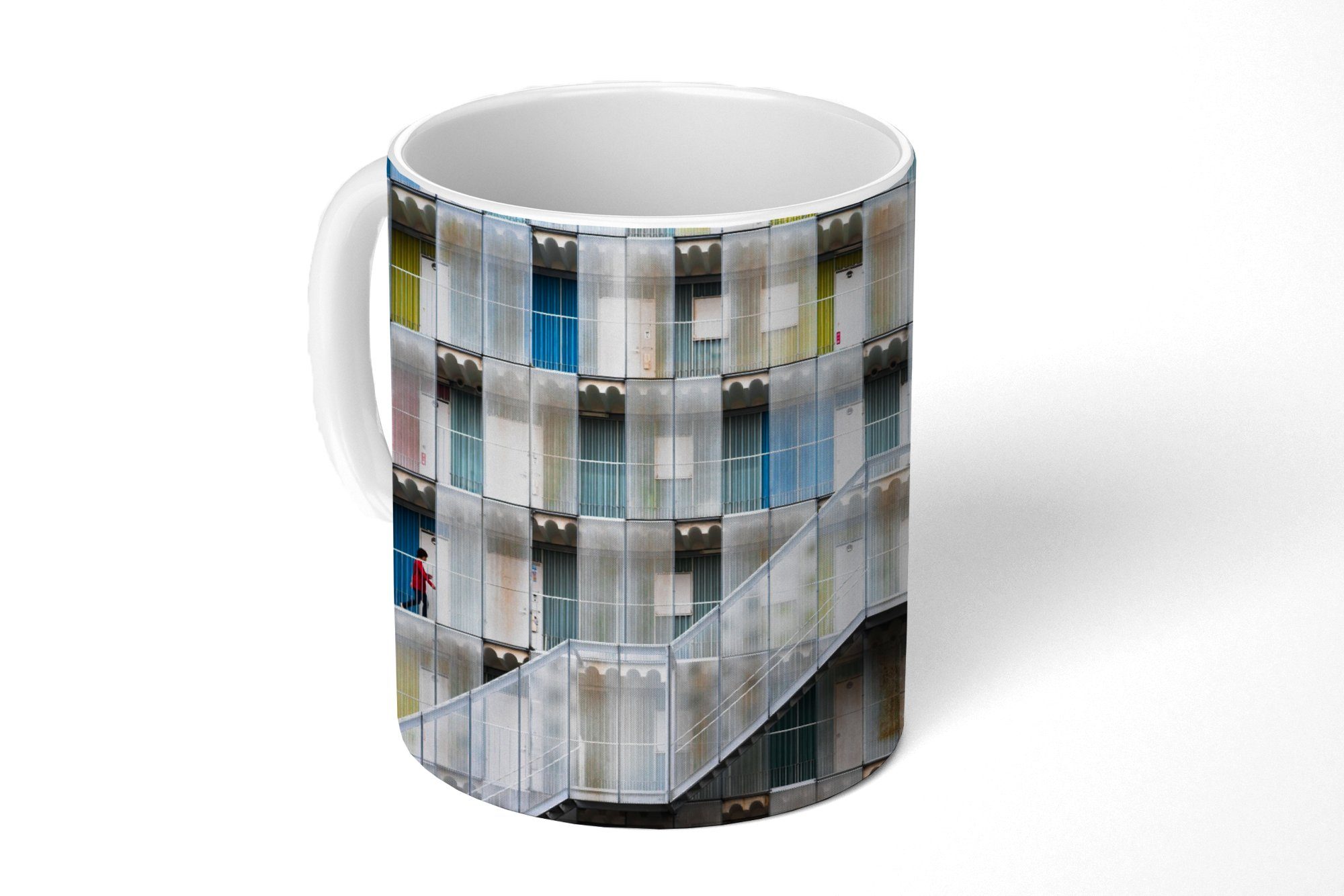 MuchoWow Tasse Türen - Farbenfroh, Wohnungen Treppen Kaffeetassen, Geschenk - Teetasse, Teetasse, - Becher, Keramik