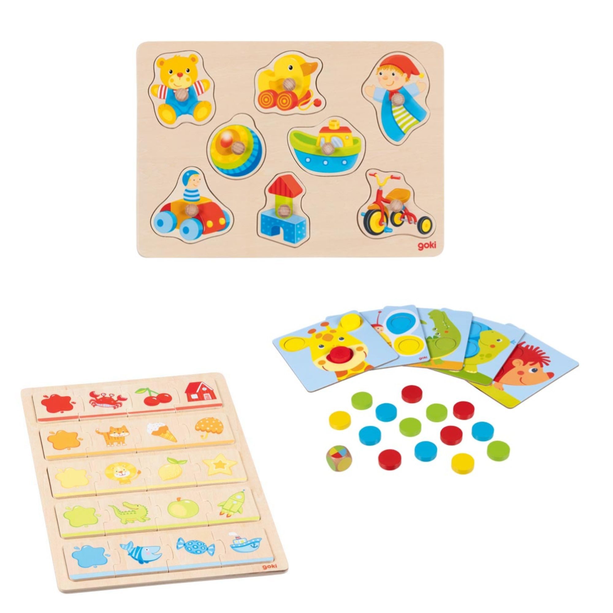 goki Puzzle goki - "Meine ersten Spiele"-Set, ab 12 Monaten, Puzzleteile