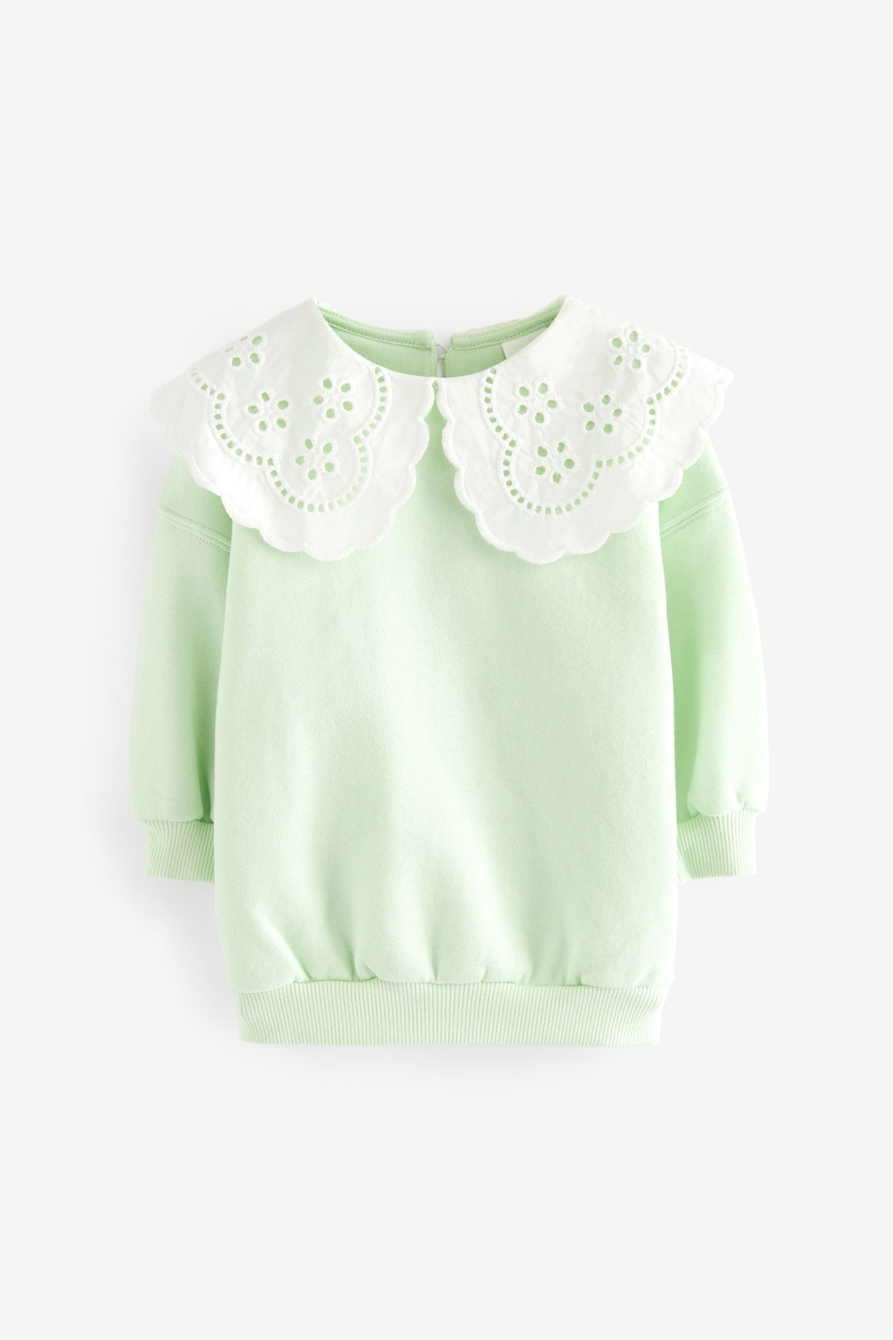 Next Sweatshirt Sweatshirt mit Lochstickereikragen (1-tlg) Mint Green