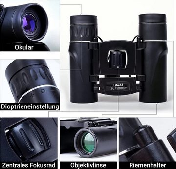 JOEAIS Ferngläser Fernglas Mini Binoculars Erwachsene Kinder mit Nachtsicht Fernglas (10x22 Kleines Fernglass Taschenfernglas für Reisen Vogelbeobachtung)