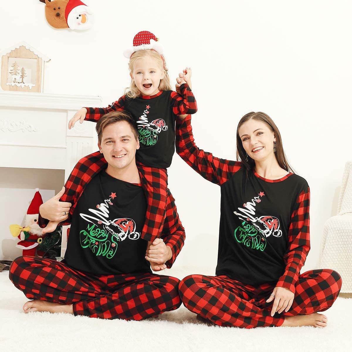 Mmgoqqt Nachthemd »Weihnachten Familie Pyjamas Weihnachten gefüttert Plüsch  warme Pyjamas Nachthemd Pyjamas, karierte Hosen Pyjamas, Vater XL« online  kaufen | OTTO