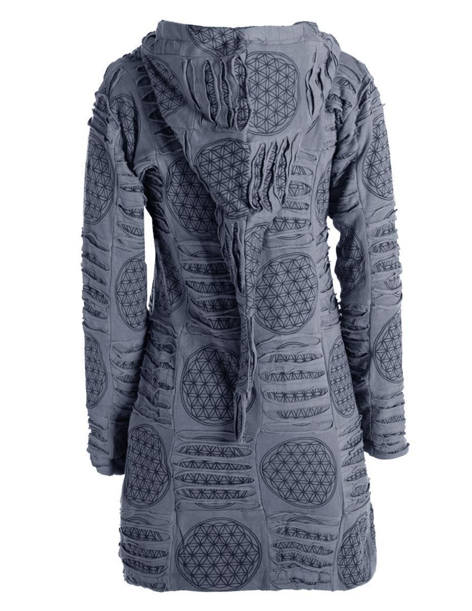 Vishes Kurzmantel Damen lange warme Jacke Hippiemantel Zipfel Kapuzenmantel Ethno, Goa Style