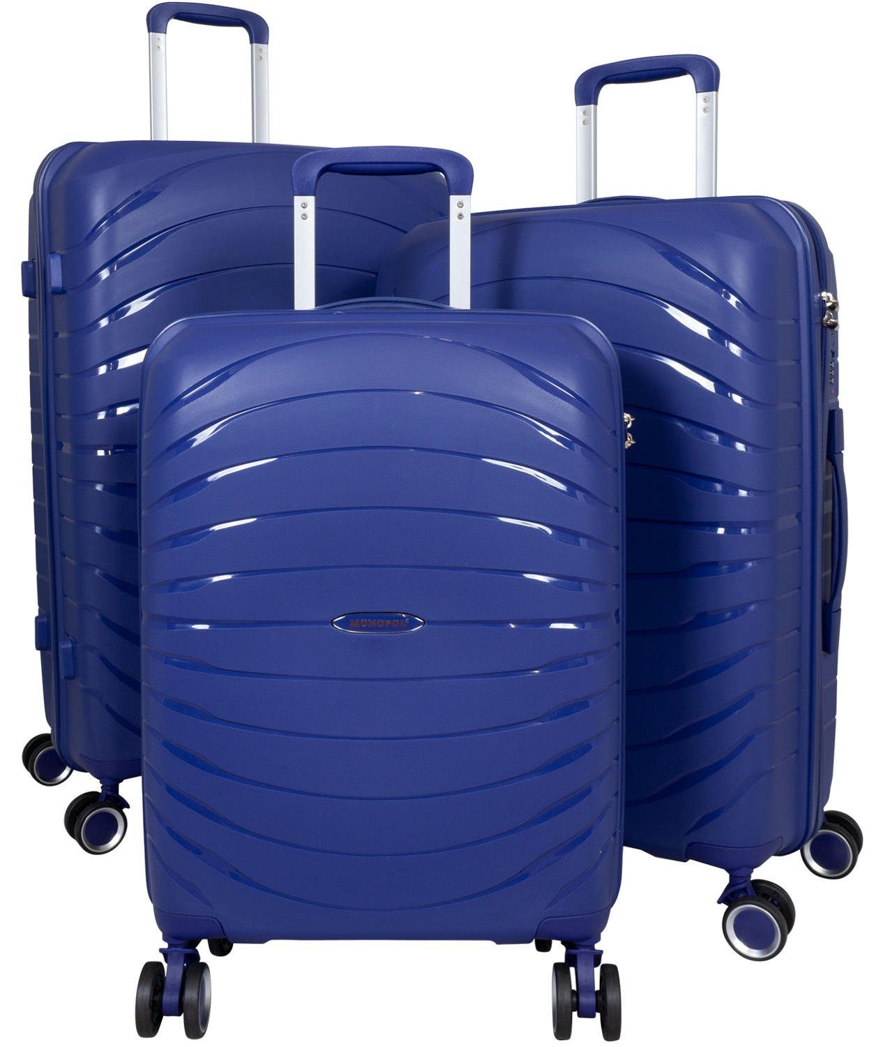Warenhandel König Trolleyset Rethmar, 4 Rollen, (Gr. M, L und XL, 3 tlg., Gr. M, L und XL), farbig einheitliche Griffe, Rollen und Reißverschlüsse