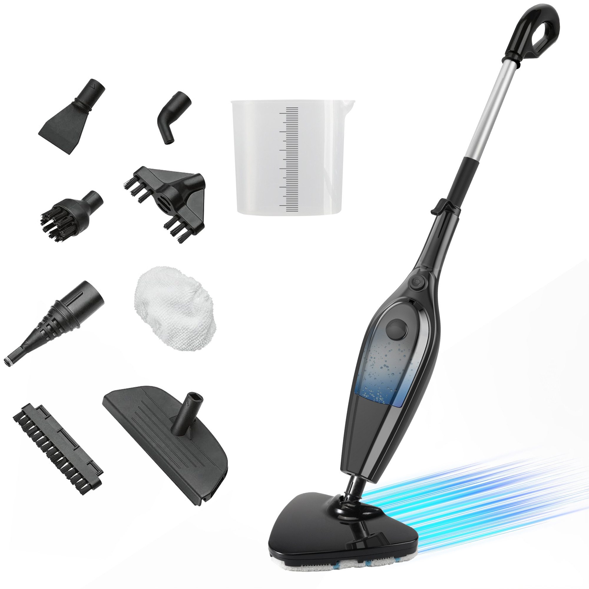 ibettertec Dampfreiniger 9-in-1-Dampfreiniger, Dampfmopp mit Mikrofaserpad, 2000 W, Aufheizzeit: 30 Sekunden, 400ml Wassertank, Hygienische Bodenreinigung ohne Chemie, Entfernt bis zu 99,9 % von Bakterien & Viren - Für alle Böden