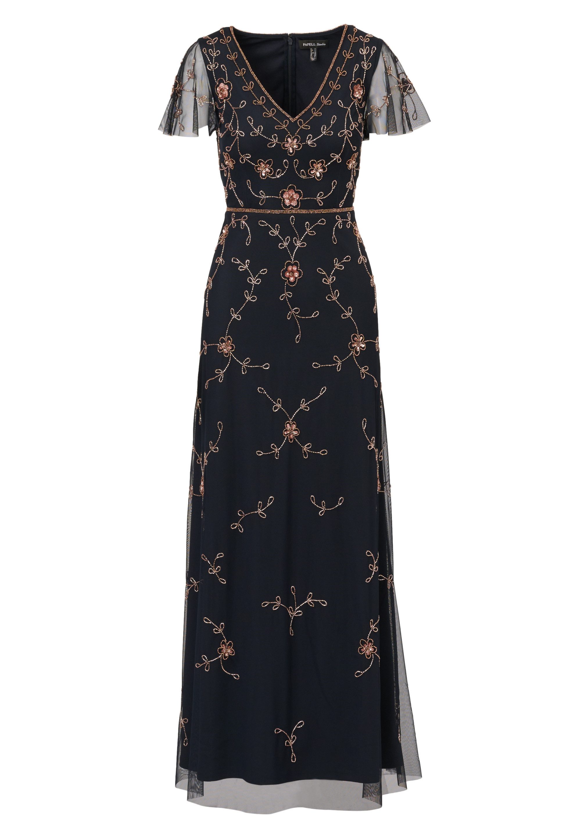 Adrianna Papell Abendkleid Short Sleeve Floral Beaded Mermaid Gown Elegant, günstig online kaufen