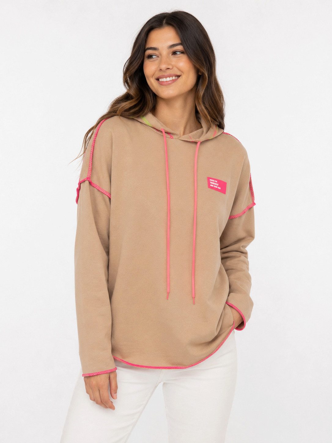 Zwillingsherz Hoodie Neon Streifen & Patch