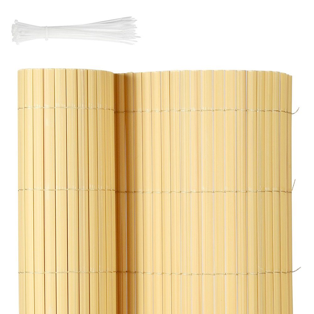 Sekey Balkonsichtschutz PVC Sichtschutzmatte Grau Bambus günstig online kaufen