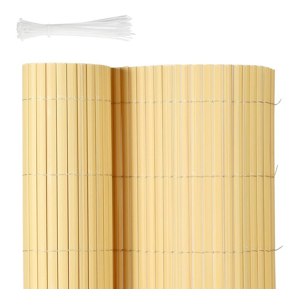 Sekey Balkonsichtschutz PVC Sichtschutzmatten Bambus Sichtschutz Garten Sichtschutzzaun mit der inneren doppelten Verstärkung, dekorativer Kunststoffzaun  Rabatt: 62 %