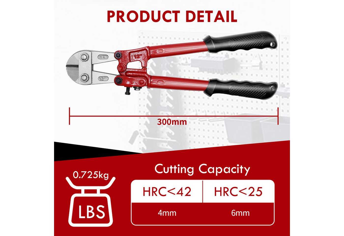 Thumbnail - CCLIFE Bolzenschneider 300 mm Cr-Mo Bolzenschneider, Schneidleistung 4 mm,gehärteten Backen, (1-tlg)
